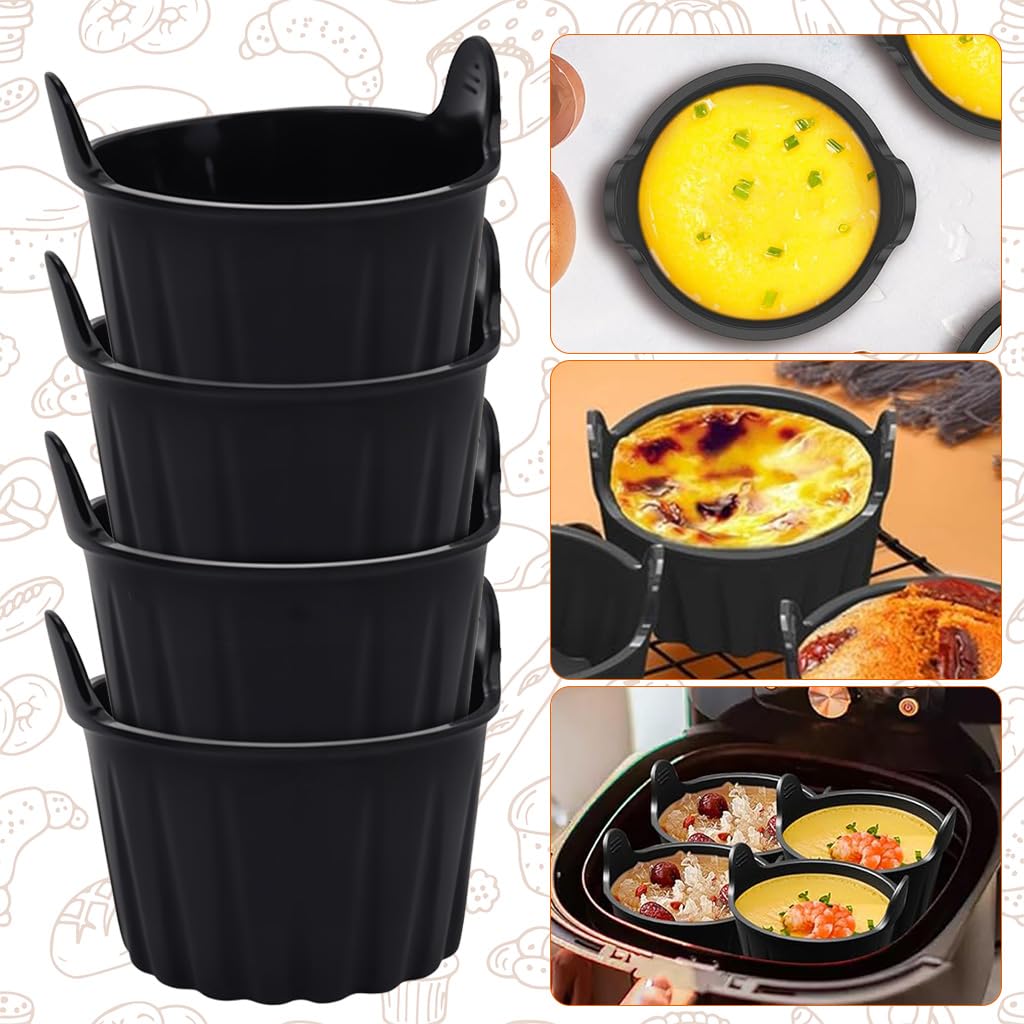 Supvox Baking Cups for Air Fryer featuring Grip Edges and Non Stick Food Grade Silicone | 4Pcs