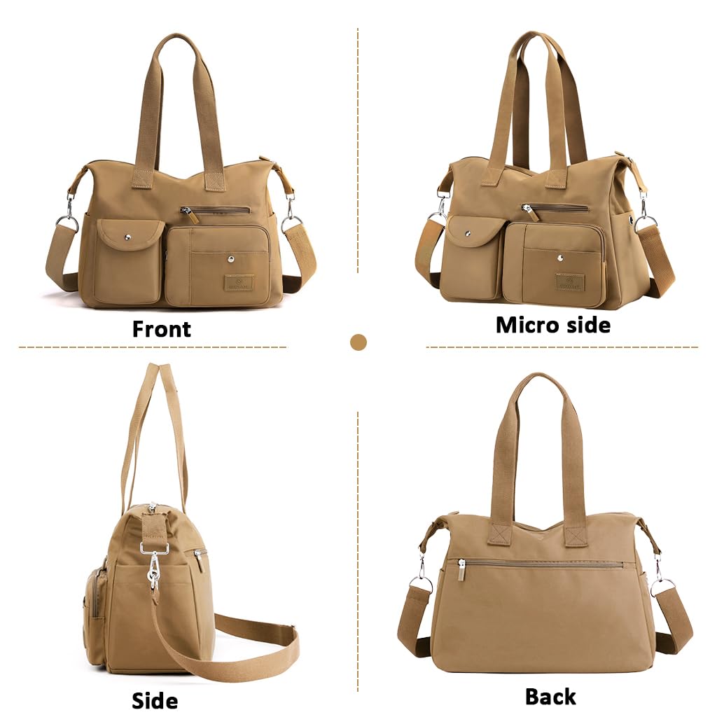 ZIBUYU Travel Handbag for Women with Removable Strap featuring Multiple Pockets | 38x20x31cm Lightweight Nylon Tote