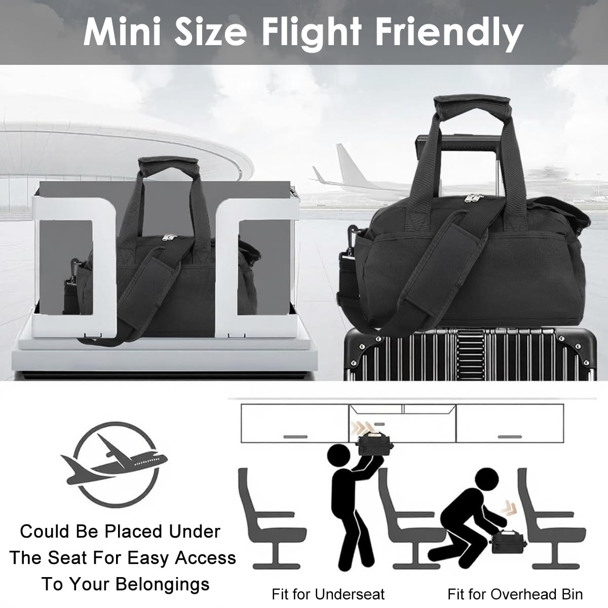 GUSTAVE Gym Bag for Travel and Sports featuring Multi Pockets Design 18x35x20cm Black