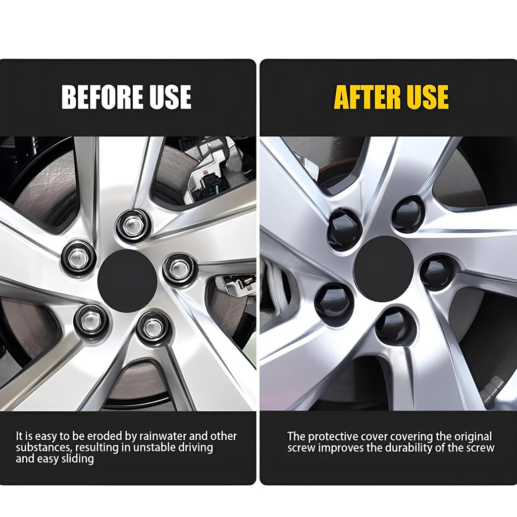 ZIBUYU Wheel Nut Covers Set for Cars and Trucks featuring 17mm Fit and Vinyl Protection | 20pcs Black