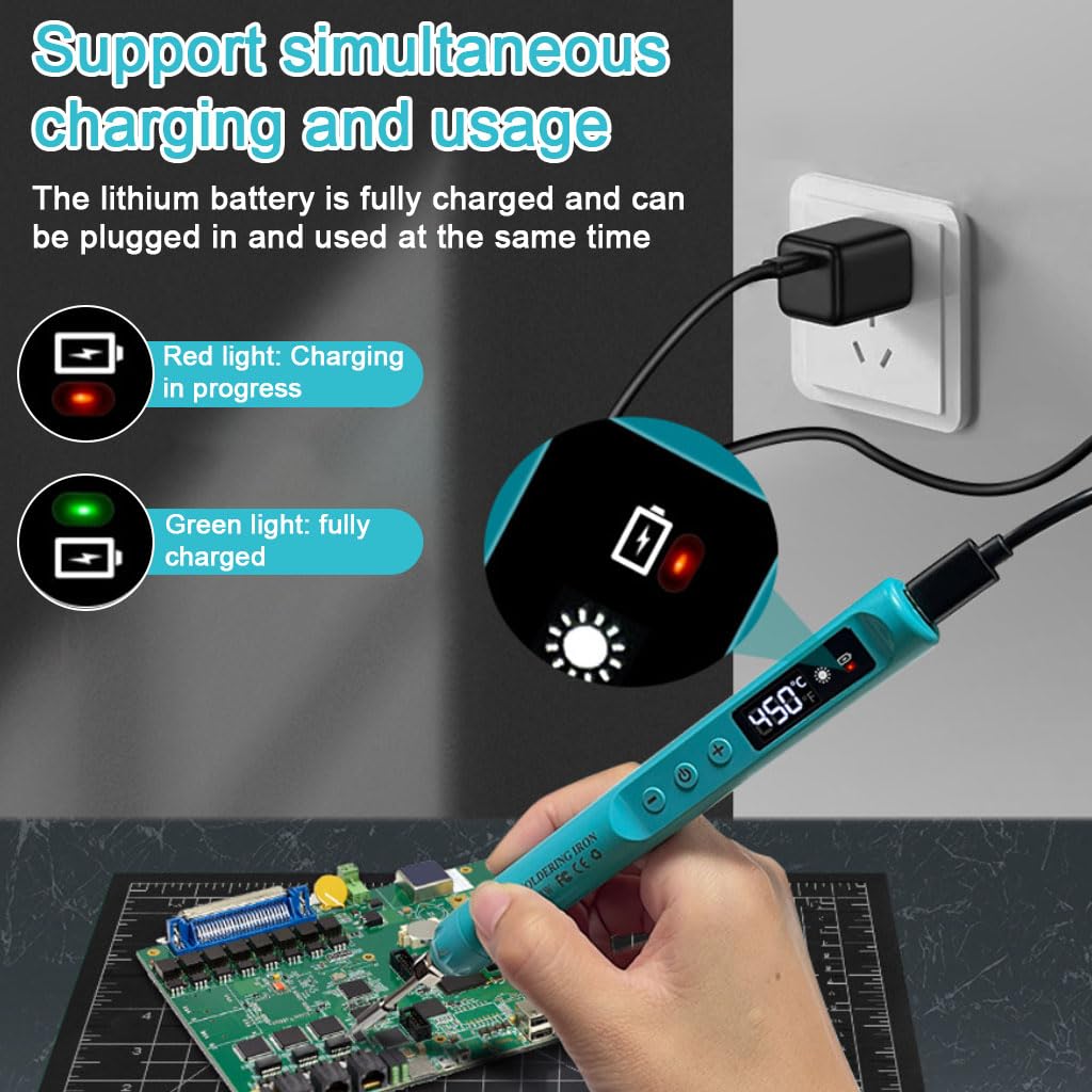 Serplex USB Cordless Soldering Iron Pen Kit for Electronics with LCD Control 200–450°C | Quick Heat and Stand