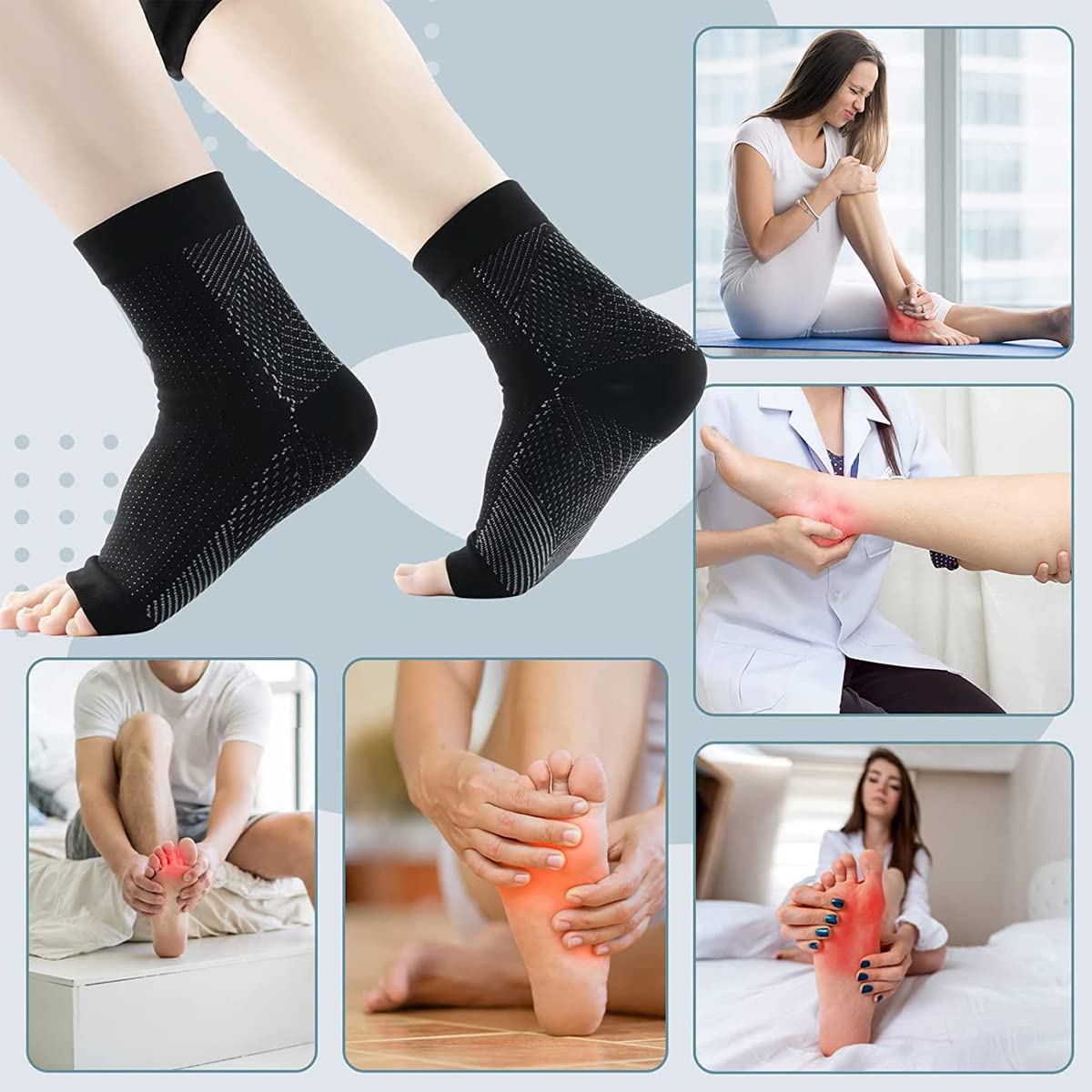 HANNEA Plantar Fasciitis Splint for Day and Night Pain Relief with 70°–90° Flexible Alloy Support | Includes 2 Arch Pads and Massage Ball