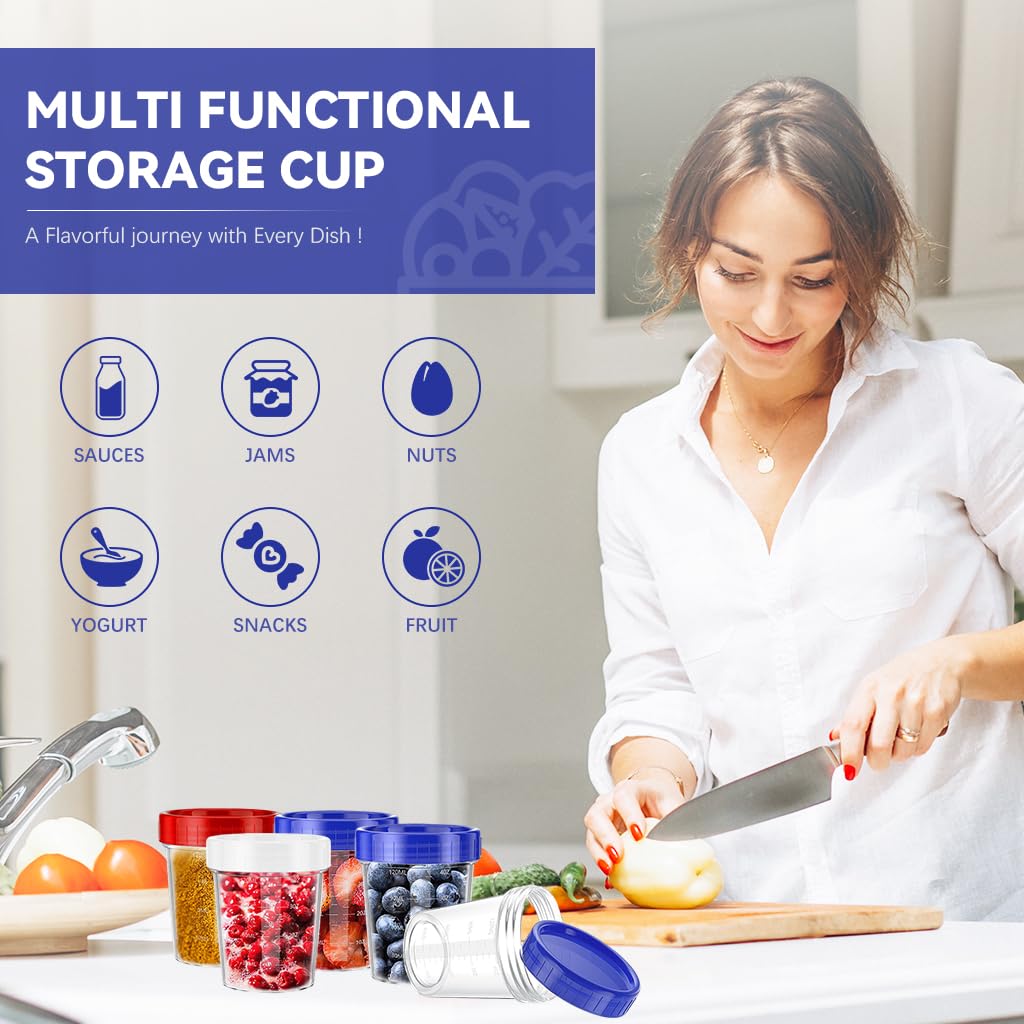 HASTHIP Salad Dressing Container to Go 10 Pack 4oz with Leakproof Screw Lids | Reusable Food Grade PP Cups for Bento Lunch Box