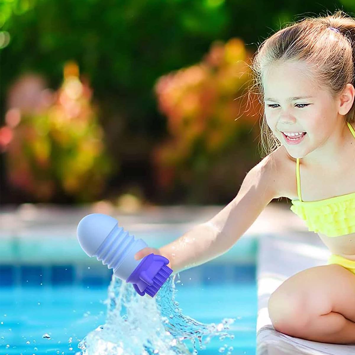 PATPAT Silicone Bath Toy for Toddlers with Rocket Water Spray and Bristle Brush Base | Blue