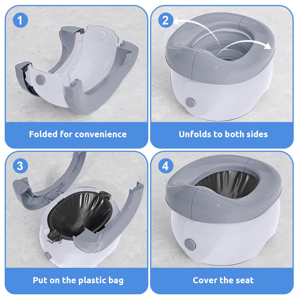 SNOWIE SOFT Potty Seat for Kids featuring Removable Liner Bucket and Foldable Design | Portable Toilet for Toddlers 2 to 5 Years
