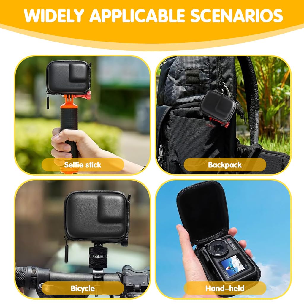 ZORBES Small Carry Case for DJI Action 5 Pro 4 3 with Dual Zipper and Carabiner Clip | EVA Hard Shell Travel Bag