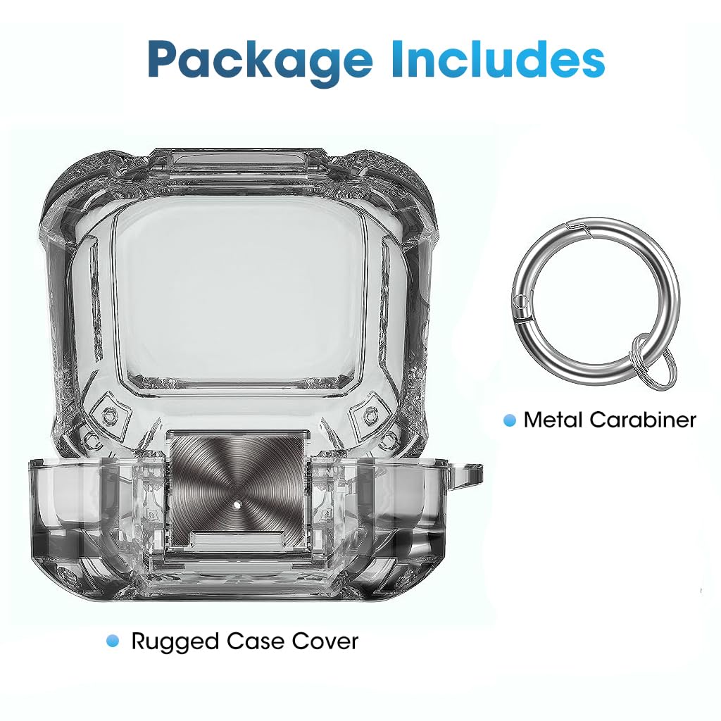 Zeitel Earbuds Case for Samsung Galaxy Buds2 Pro with 4 Corner Airbag Lock and Hook Black