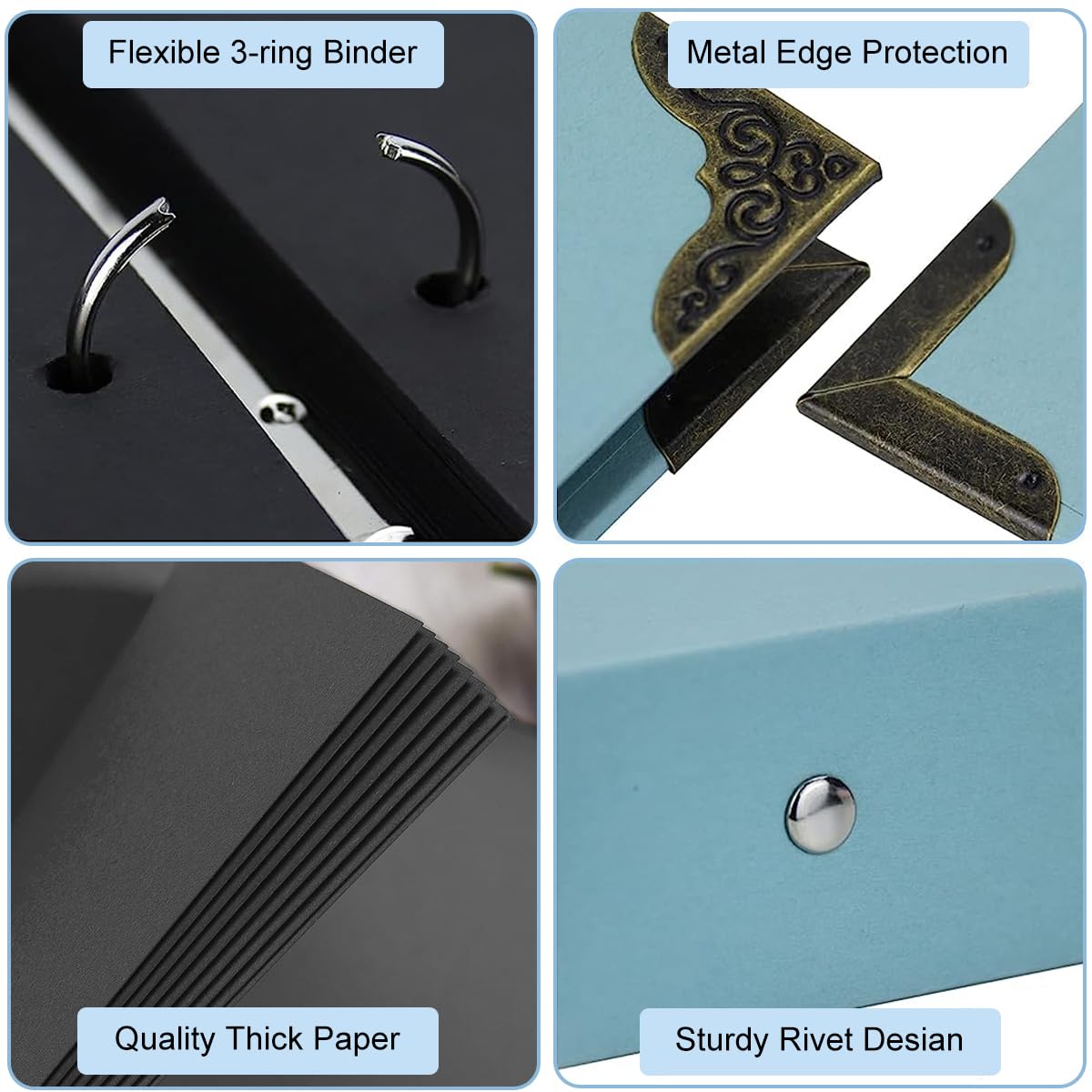 HASTHIP Scrapbook Photo Album Book for Kpop Photocards with 30 Sheets and Band Closure | Holds 240 Cards