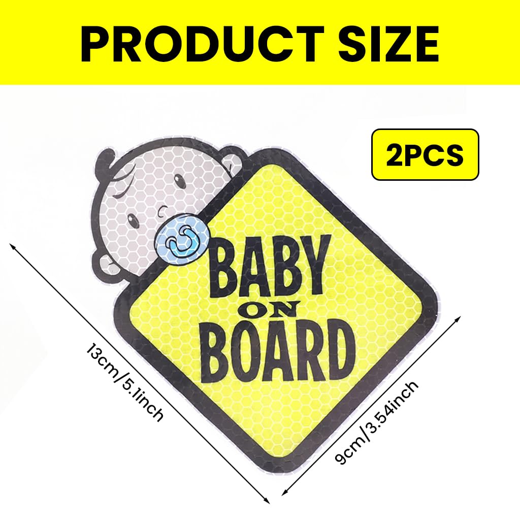 STHIRA Baby on Board Sticker for Cars featuring 2 Pack 10cm Reflective Waterproof Vinyl | Safe Travel in India