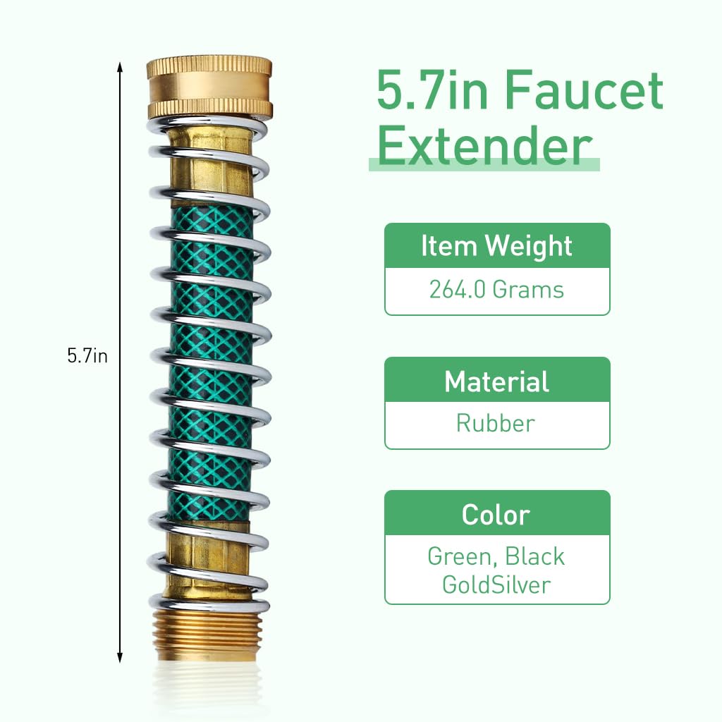HASTHIP Garden Hose Connector Adapter for Faucets with 5.7 in Extender and Coil Spring | Brass
