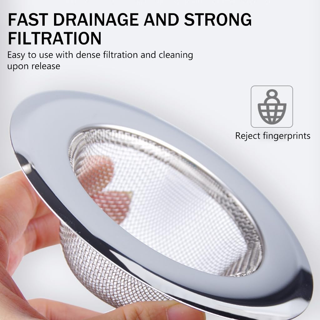 Supvox Kitchen Sink Strainer Pack of 5 4.4 in Stainless Steel with Metal Filter | Anti-Clog Design