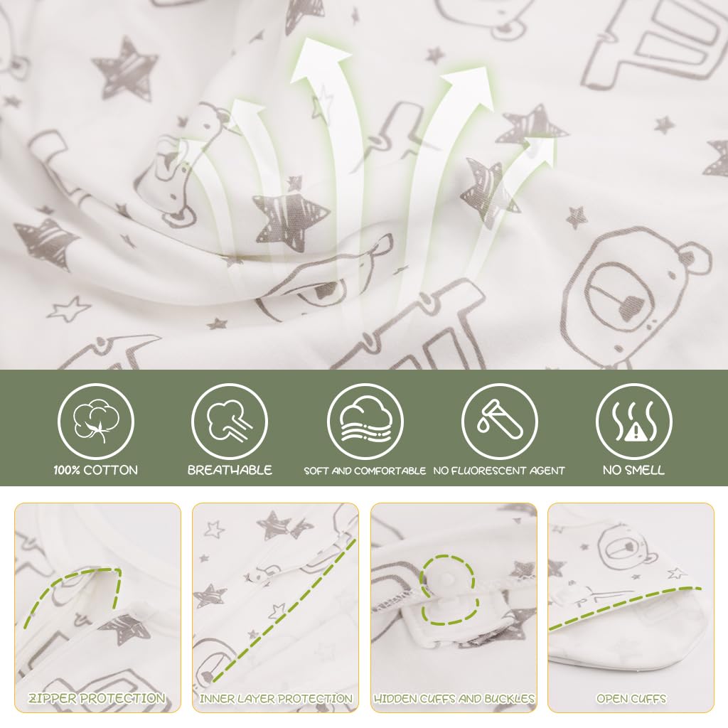 SNOWIE SOFT Baby Swaddles for Newborns, 100% Cotton Baby Swaddle Wrap for Newborns Arms Up Baby Sleeping Blanket Zipping Baby Sleeping Bag Newborn Sleep Sacks for Startle Reflex for Baby 0-6 Months