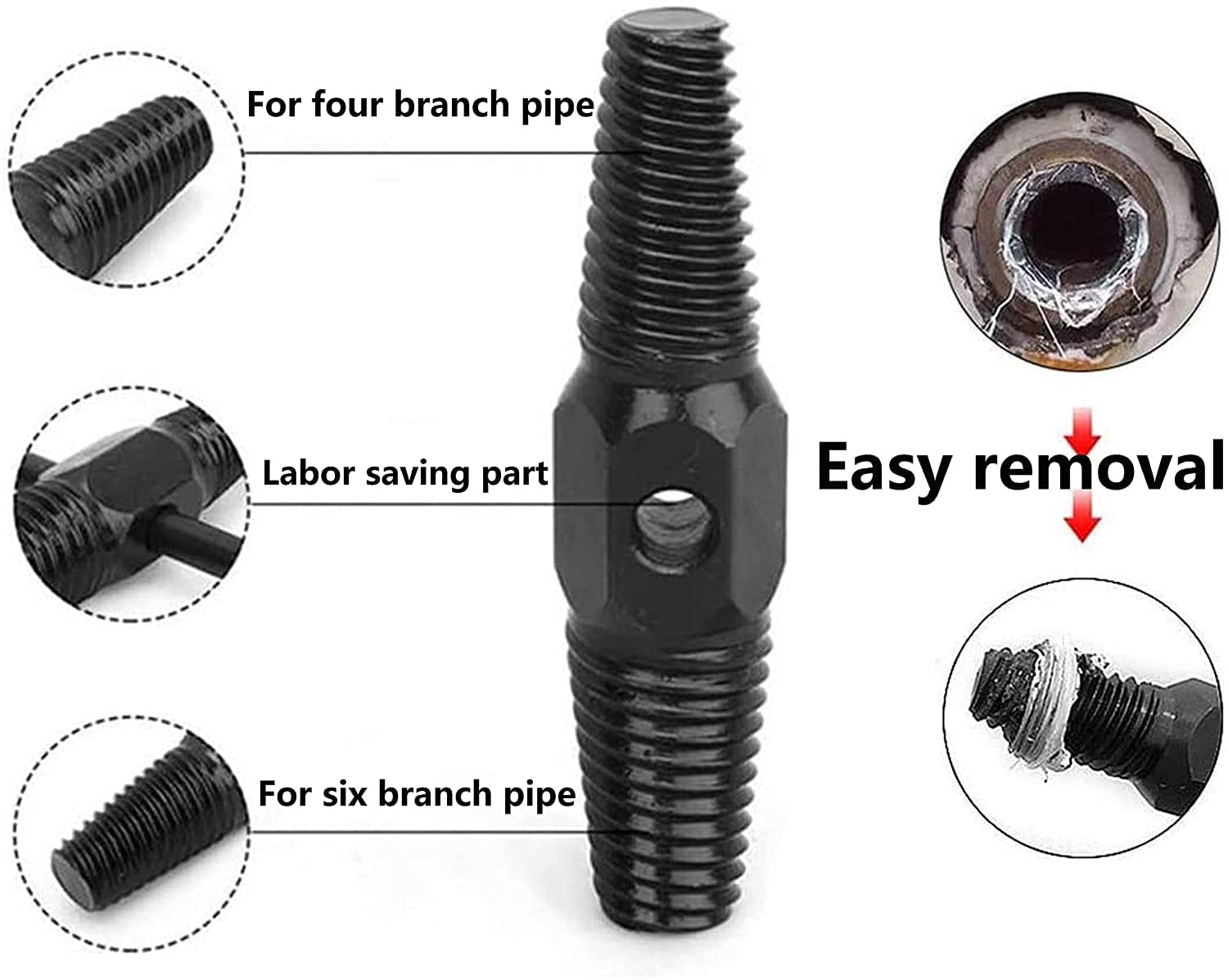 HASTHIP Screw Extractor Broken Bolt Remover Tools Dual-Head Water Pipe Screw Removal Tool Broken Bolt Remover for 1/2 Inch 3/4 Inch Pipes Valve Faucet