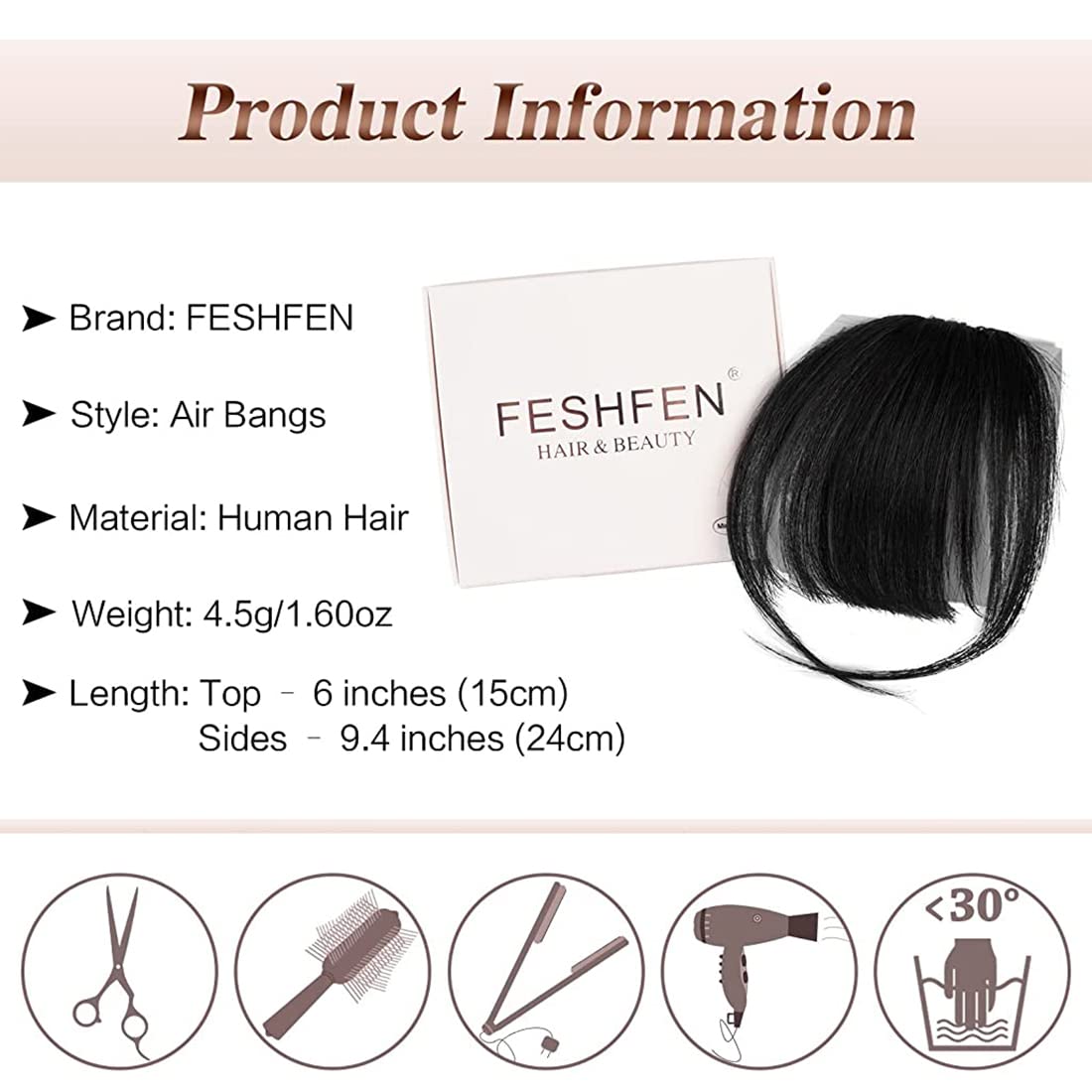 MAYCREATE® Hair Extensions for Women Black Artificial Soft Hair Bang Front Hair Extension Clip Hair Fringes Hair Extensions Women & Girls - 1