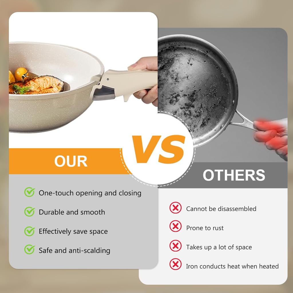 HASTHIP Universal Detachable Pot Handle for Handleless Pans with Secure Anti Slip Grip 2PCS