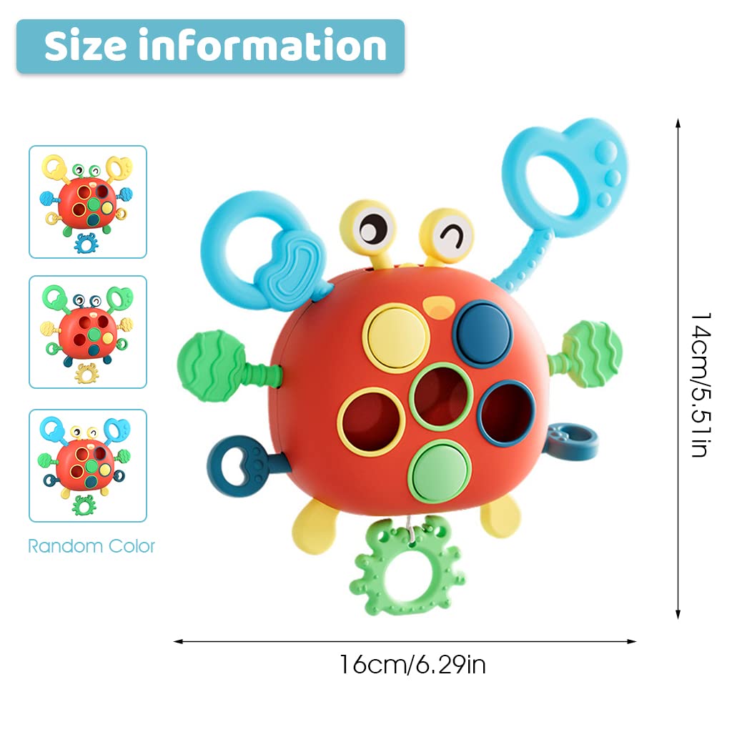 PATPAT® Sensory Toys for Kids, Cartoon Crab Activity Toy for Baby Sensory Development Silicone Montessori Toys for Toddler Soothing Toy Kids Interactive Toy Early Educational Toys Gifts for Newborns