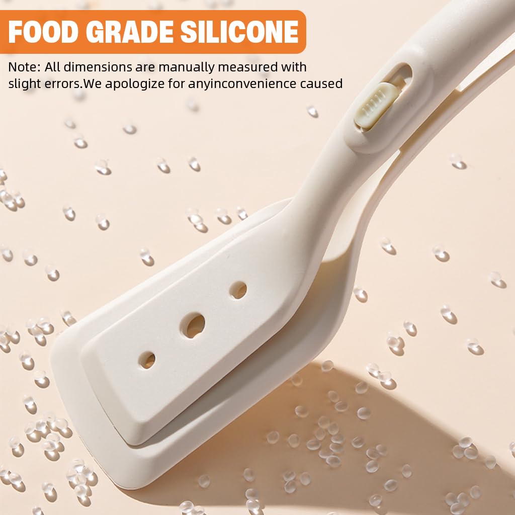 Supvox Kitchen Tong Turner for Frying and Serving with Lock Button and Curved Silicone Design | Stainless Steel Hinge