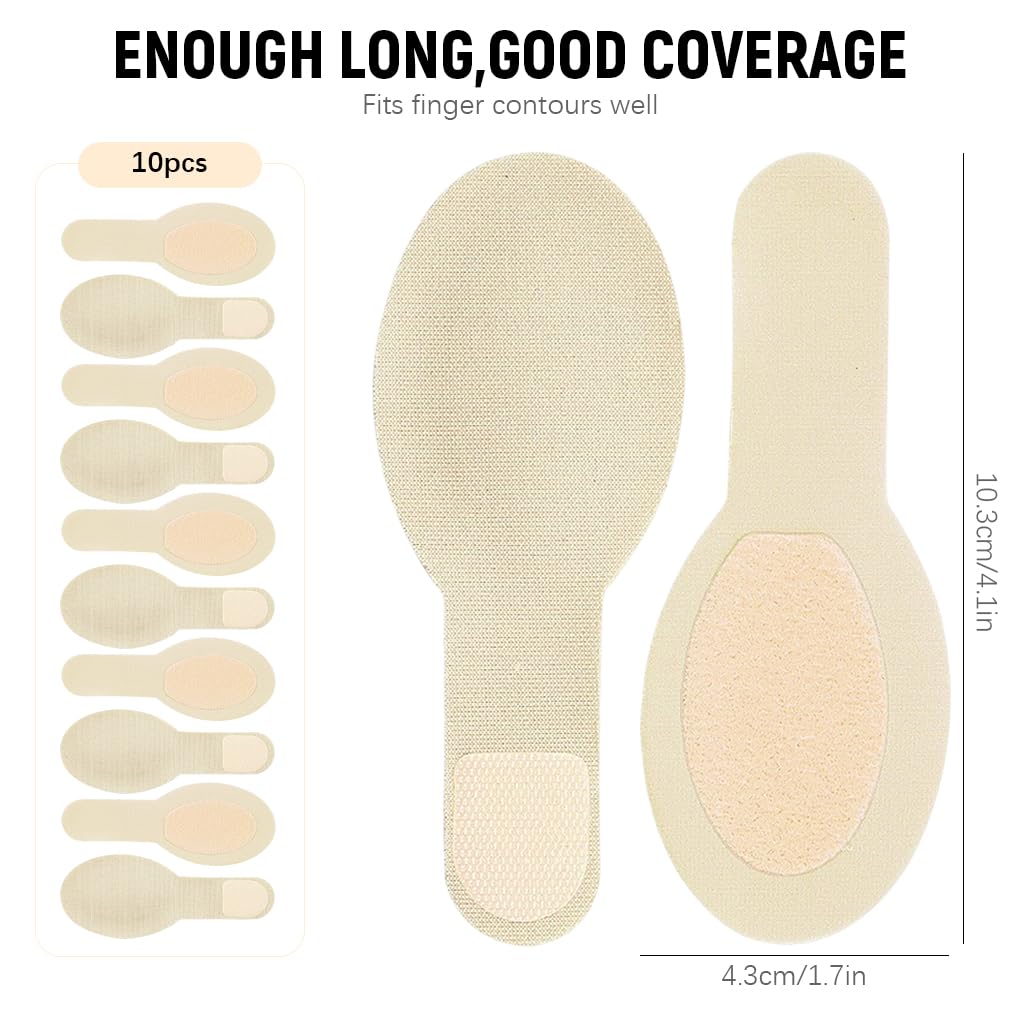 HANNEA Castor Oil Finger Wraps for Pain Relief with Adjustable Hook and Loop Design | 10Pcs Breathable Lycra Sleeves for Arthritis Support