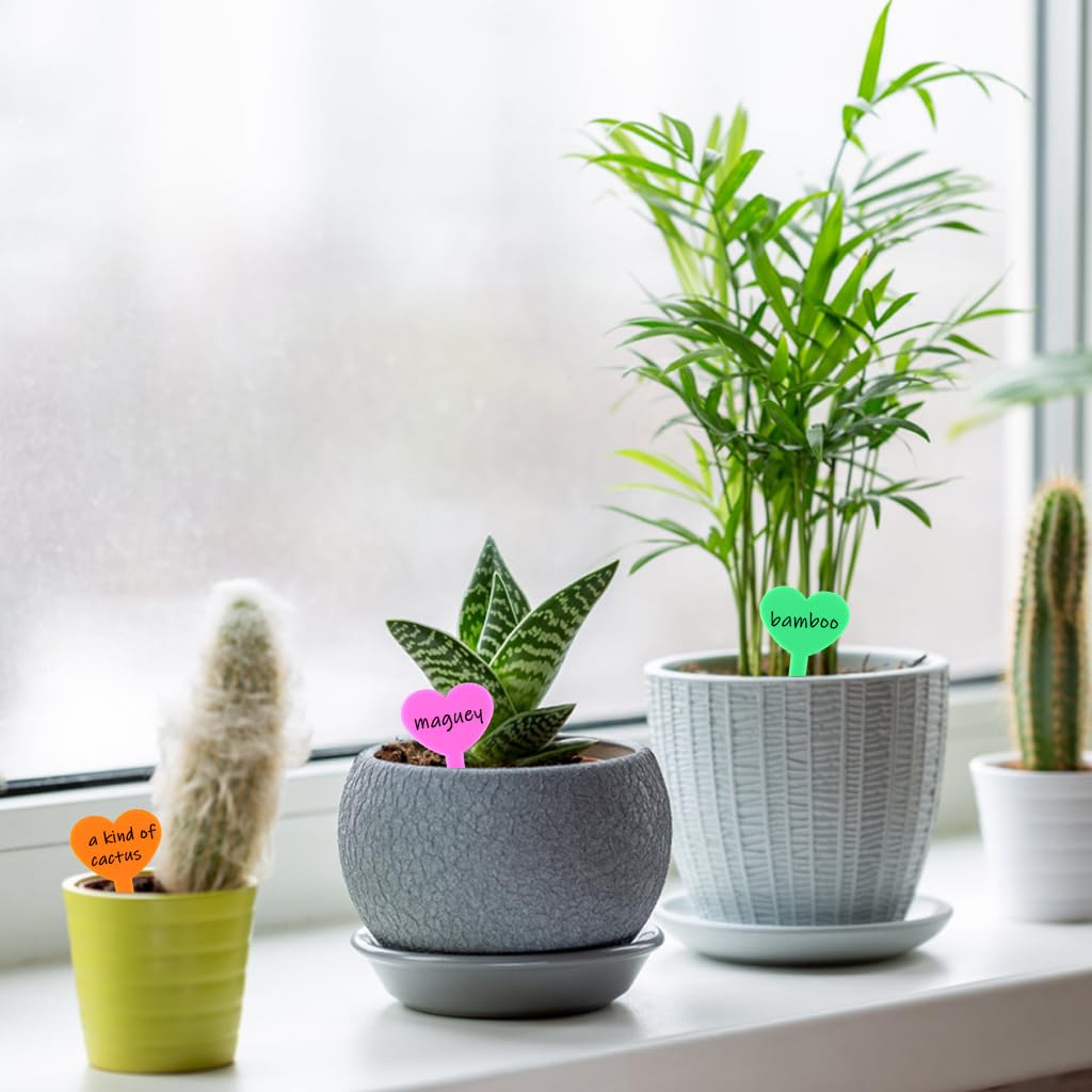 HASTHIP Plant Tags for Garden and Flower Pots featuring 100 1.8 in Heart Shape PP Labels | Colorful and Weatherproof