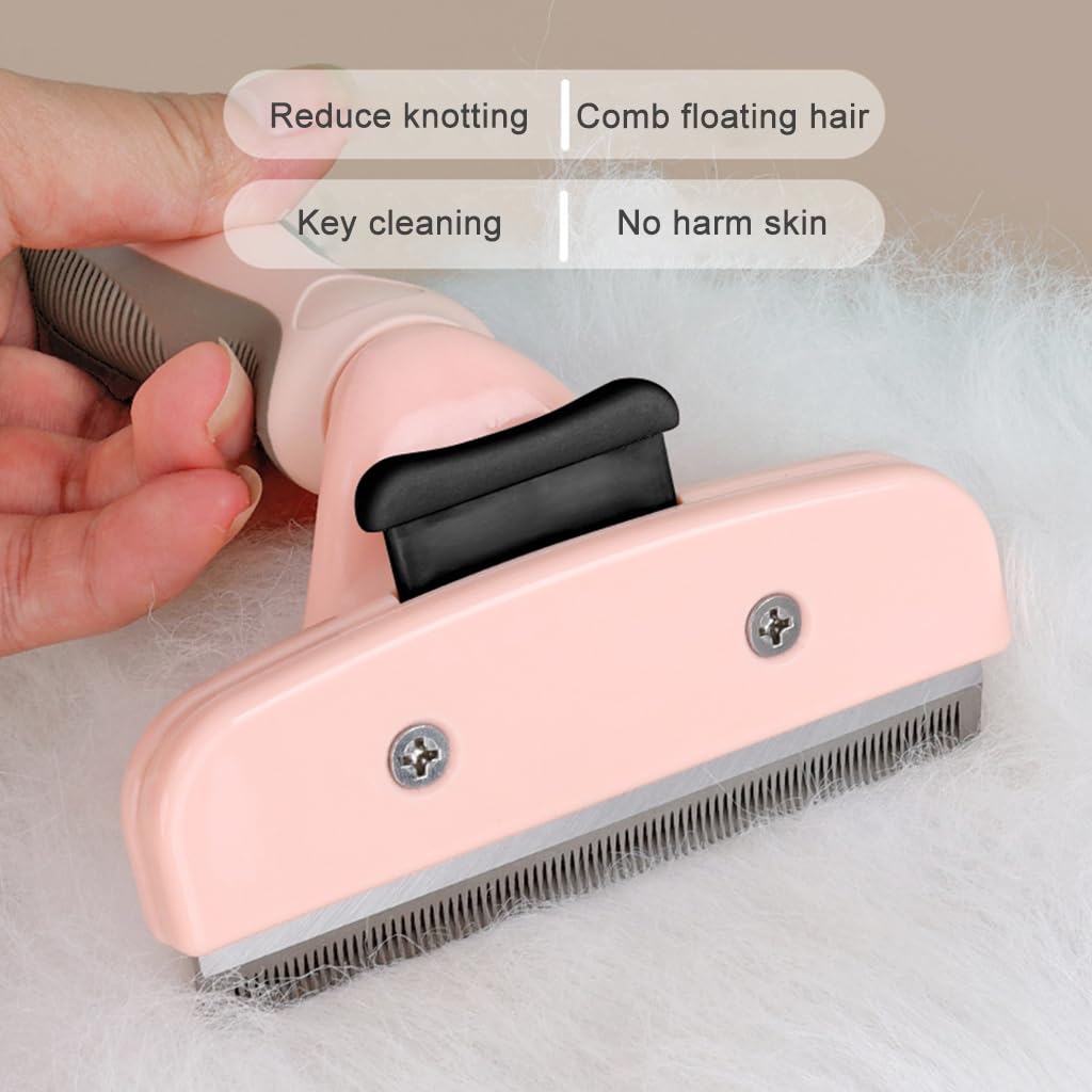 Qpets® Dog Grooming Brush Slicker Brush Dog Hair Brush Dog Comb Cat Hair Brush Self Cleaning Slicker Brush Remove Mat Shedding and Grooming Brush for Pet Hair Brush for Pet