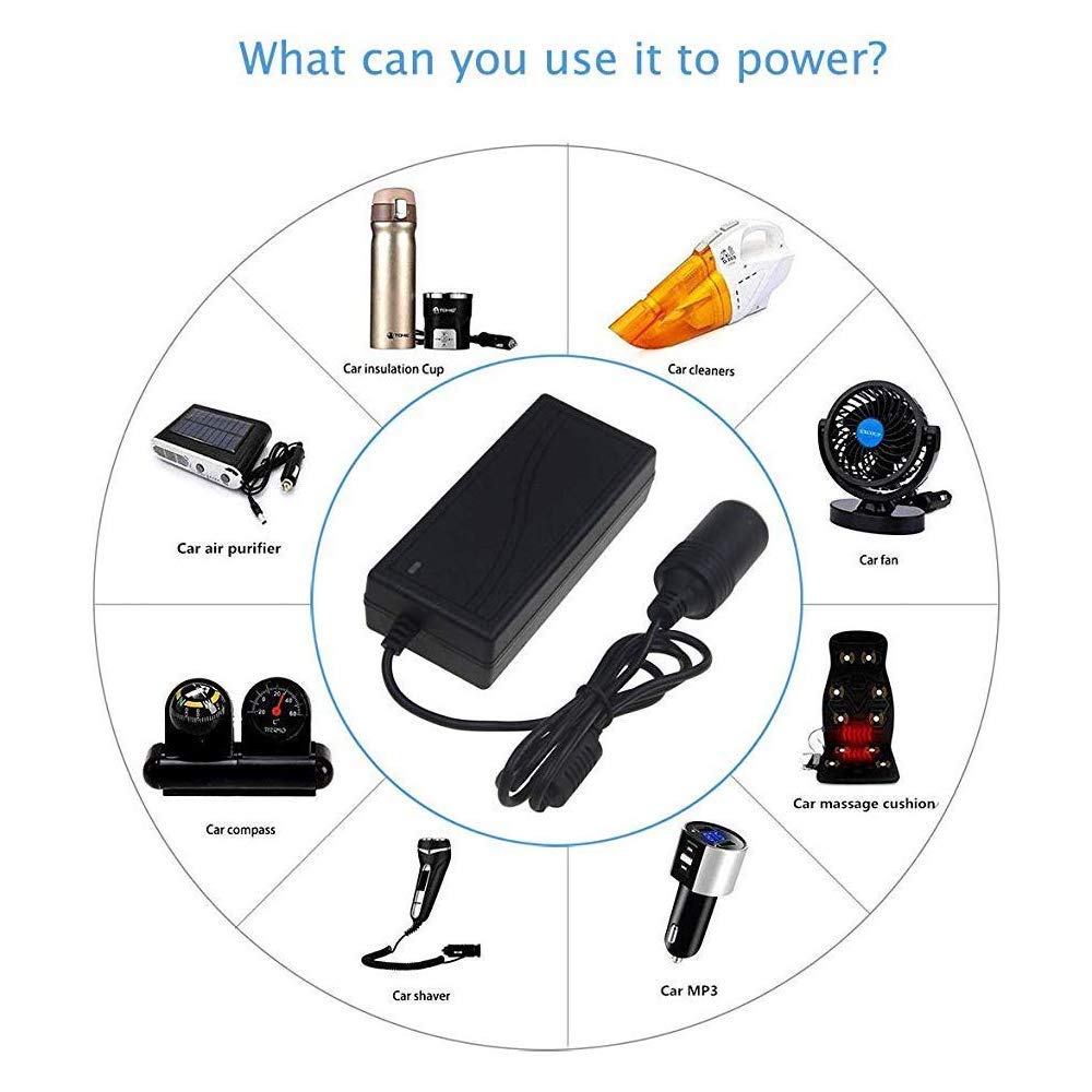 STHIRA AC to DC Converter for Car Devices with 12V 5A 60W Output & Smart Chip | 7.5ft Cord