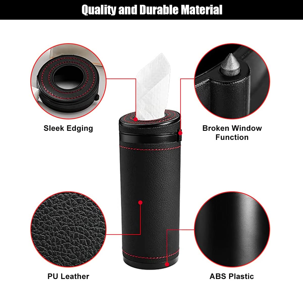 HASTHIP Car Tissue Paper Holder for Cup Holder Use with 2.75 in Cylinder PU Leather Box 3PCS
