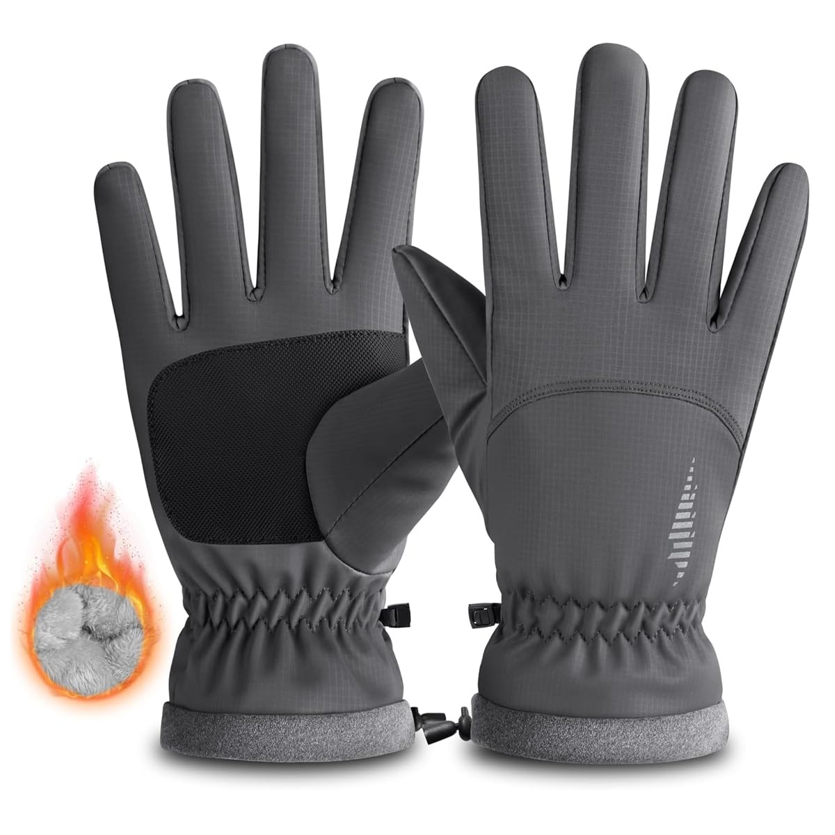 GUSTAVE Winter Gloves for Men with Touchscreen Fingertips and Anti Slip Palm Grip | Waterproof Thermal Ski Riding Gloves