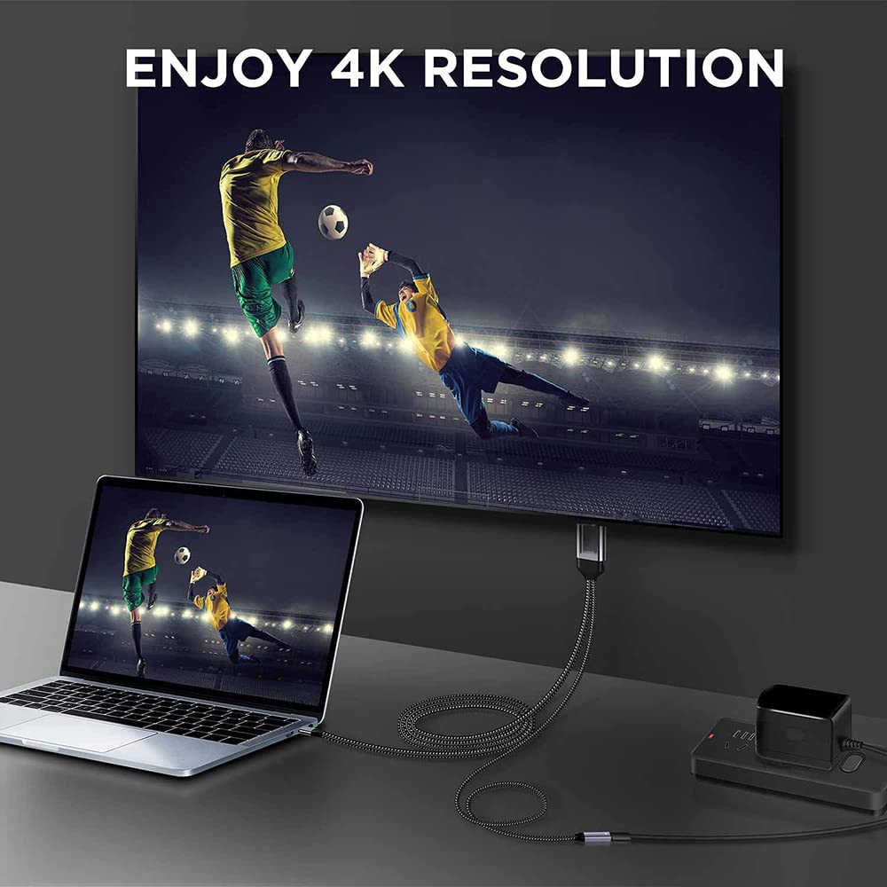 Zeitel USB C to HDMI Adapter Cable 6ft 4K@30Hz with PD 60W Charging Port and Braided Design