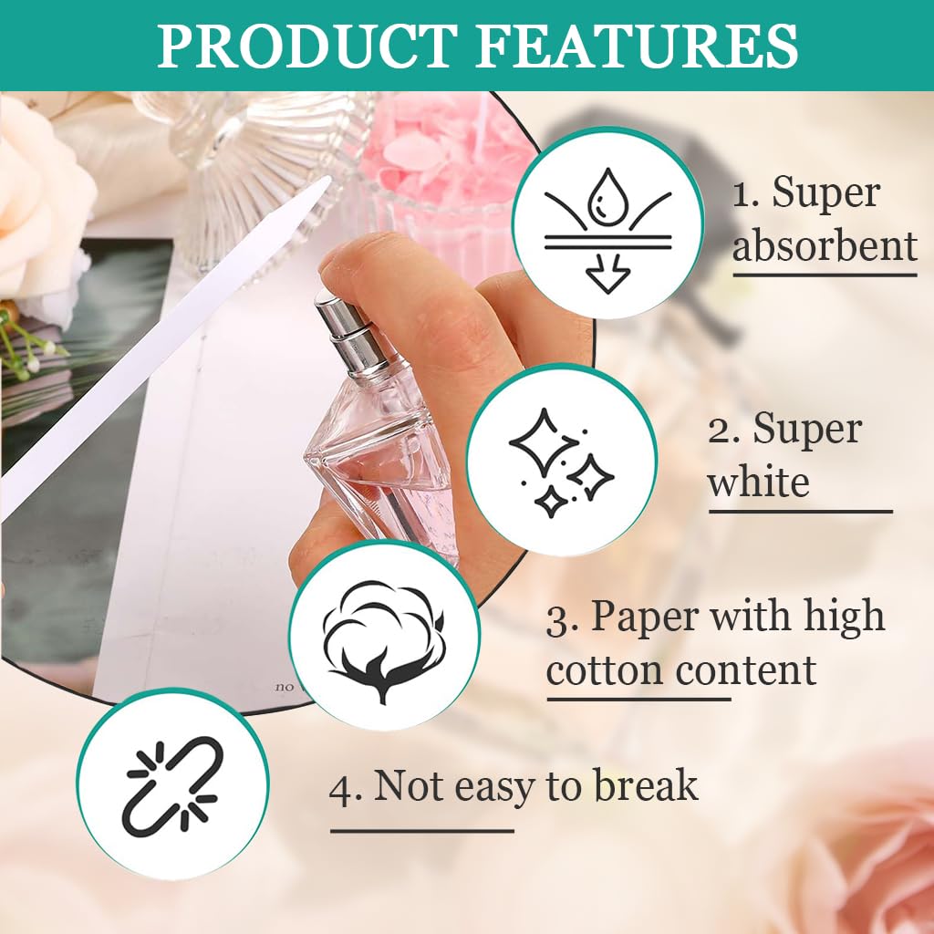 ZIBUYU Perfume Test Strips for Accurate Fragrance Sampling with 13cm Cotton Pulp Paper | 100 Pack
