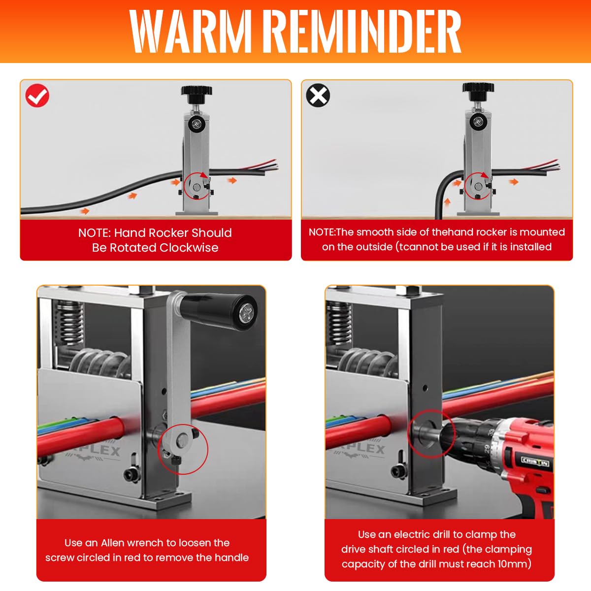 Serplex Wire Stripper Machine for 3–17mm Cables with 6 Tracks and 5 Carbide Blades | Manual or Drill Operation