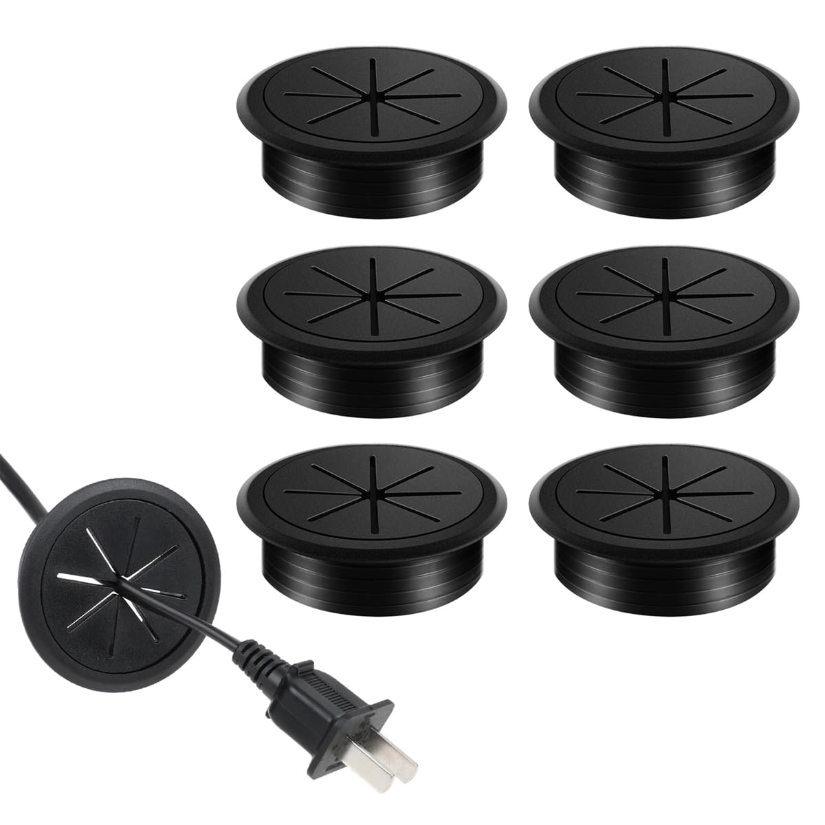 Serplex Desk Grommets for Cable Management with Flexible Rubber Slots 12PCS 2 Inch | Office and Home Use