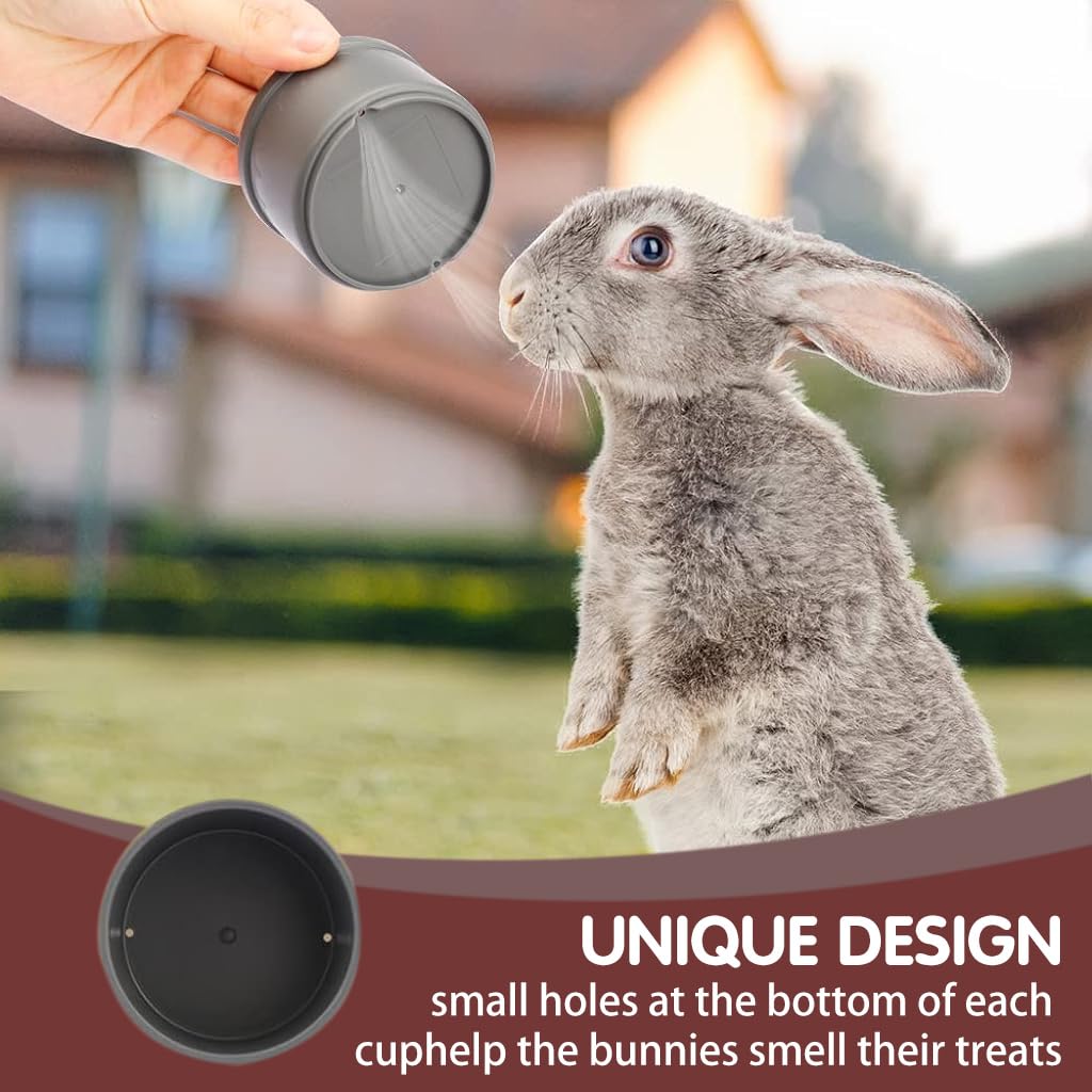 Qpets Bunny Toy for Foraging Fun with 8 Pcs Stackable Cups | BPA Free Pastel Design