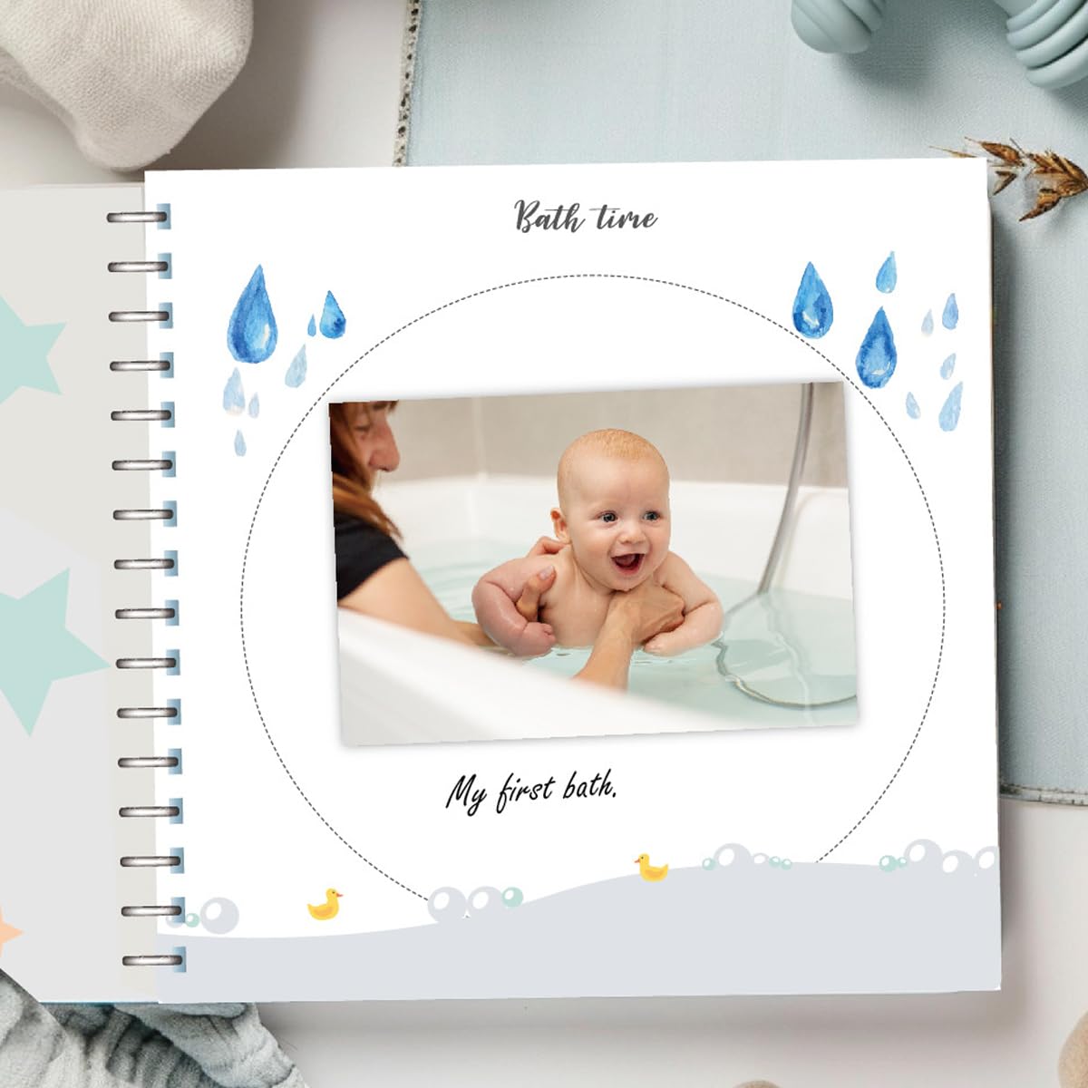 SNOWIE SOFT Baby Memory Book for Newborns with 50 Pages and Decorative Stickers | Photo Scrapbook Album