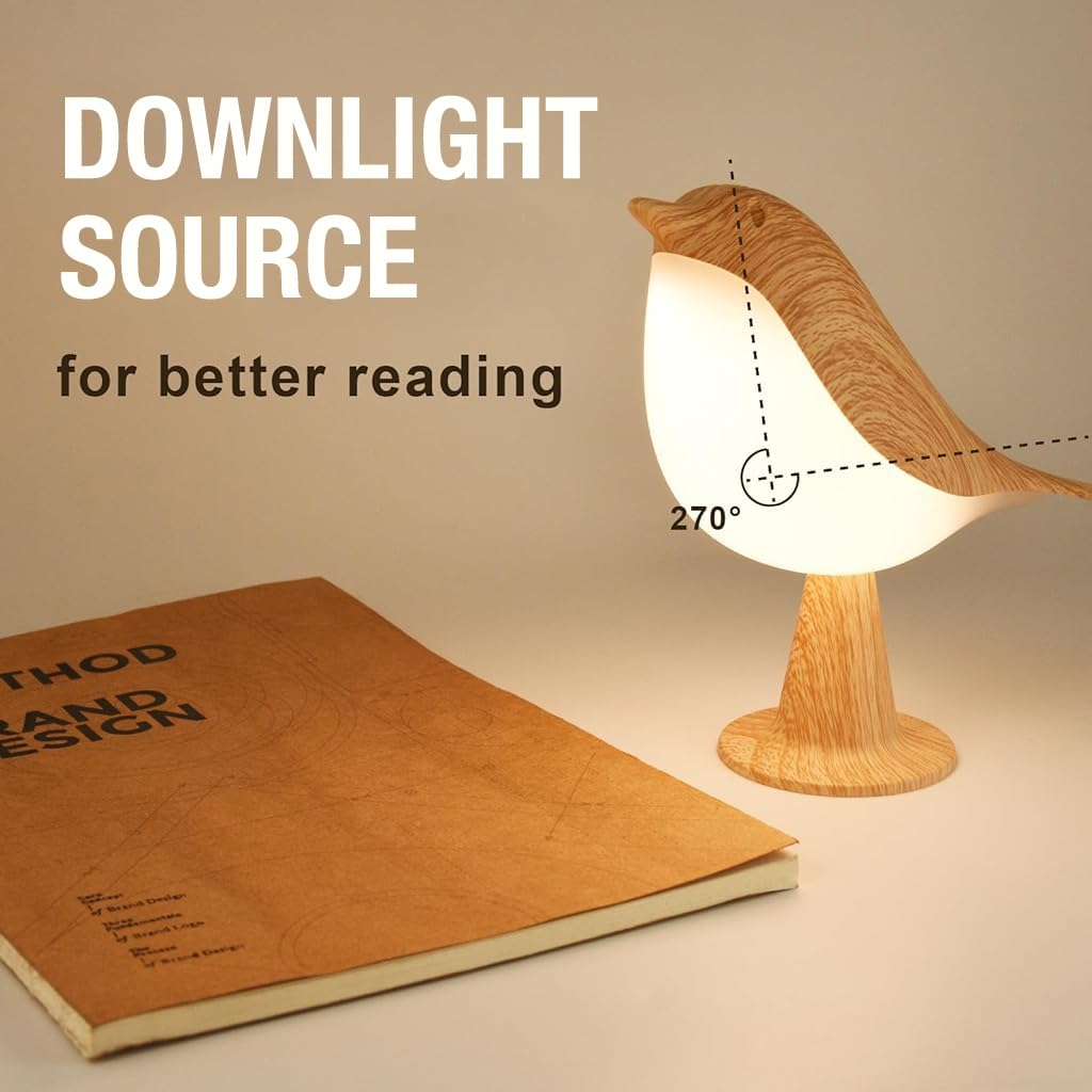 Verilux Desk Lamp for Home Decor with 1800mAh USB Rechargeable Battery | 3 Color LED Bird Aromatherapy Light