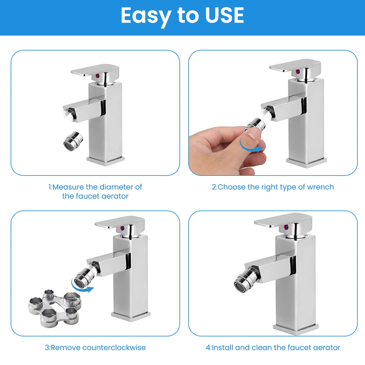 Serplex Faucet Aerator Removal Tool for Plumbing Work with Metal Multi Wrench 2PCS