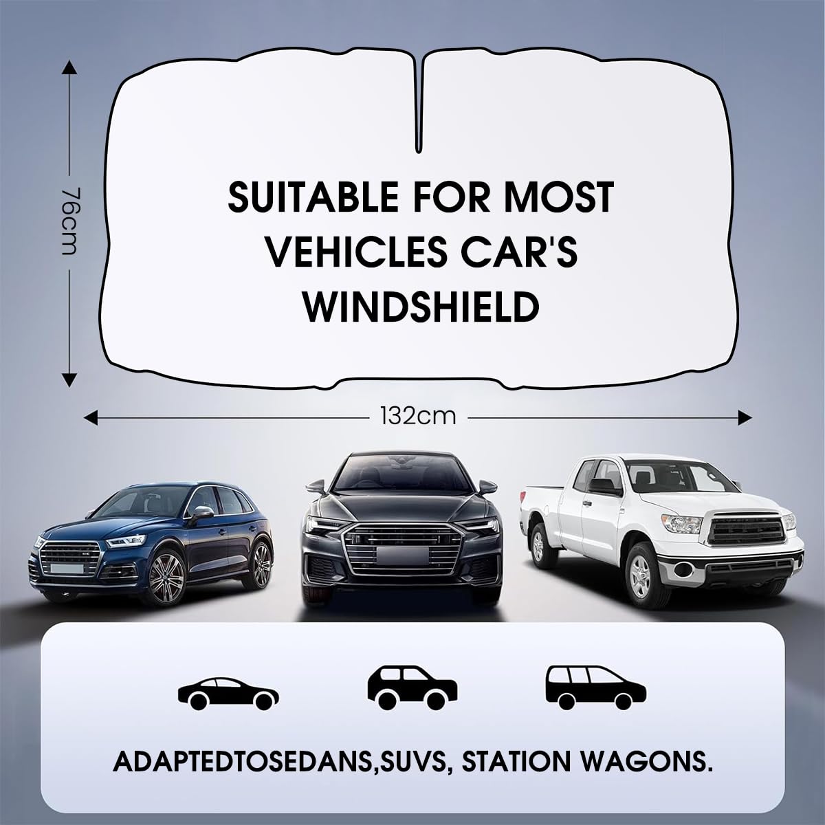 STHIRA Car Windshield Sun Shade for UV Protection featuring 2 in 1 Glass Hammer Design 145x75cm