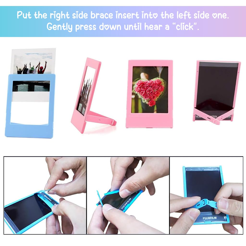 ZORBES Instax Photo Decoration Kit with 60 Sticker Frames and 10 Hanging Clips | Desk Frames Set