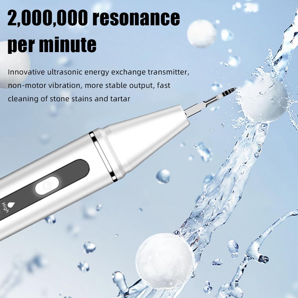 HANNEA Teeth Whitening Kit for Plaque and Tartar Removal with 3 Modes LED Light and 4 Stainless Steel Bits | USB Rechargeable Oral Cleaning Tool