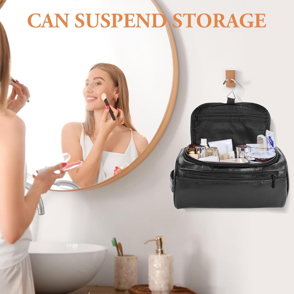 MAYCREATE Toiletry Bag for Travel with Waterproof PU Leather & Mesh Pouches | Lightweight Organizer for Men and Women