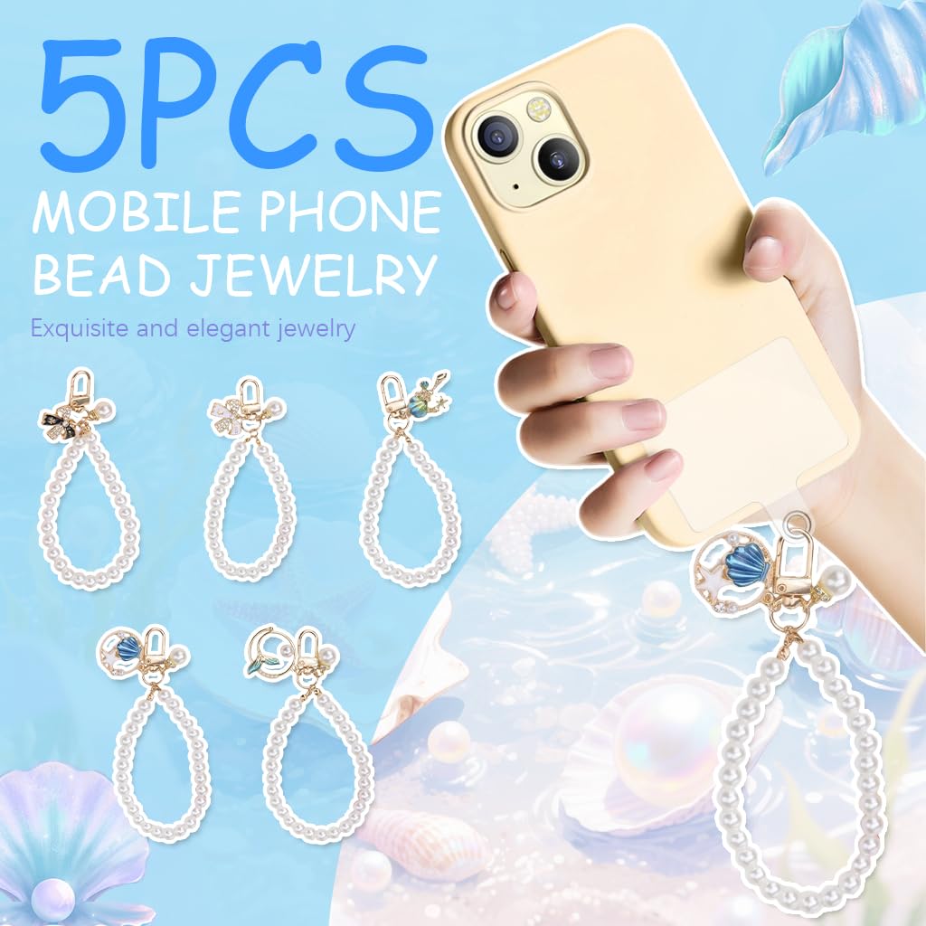 ZORBES Phone Wrist Straps for Girls with 5 Attachment Panels and Seashell Charms | Friendship Gift Set