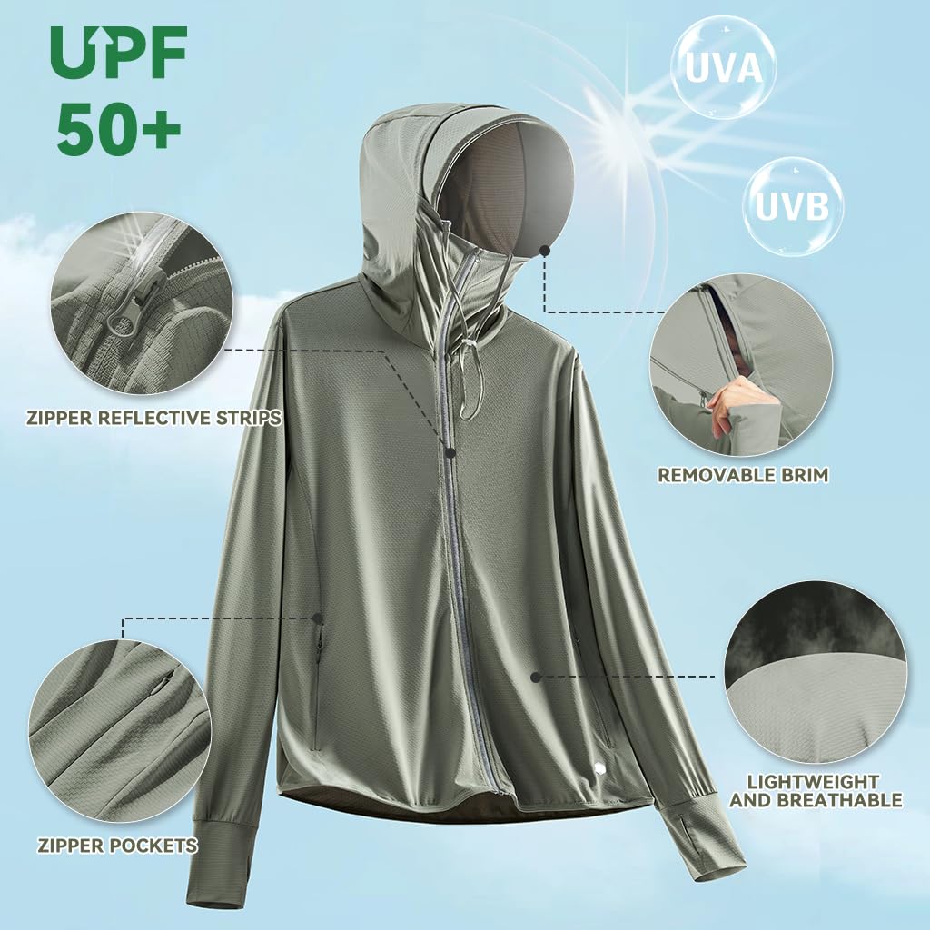 Venzina Sun Jacket for Men with UPF 50+ Protection and Detachable Brim | Quick Dry Hoodie
