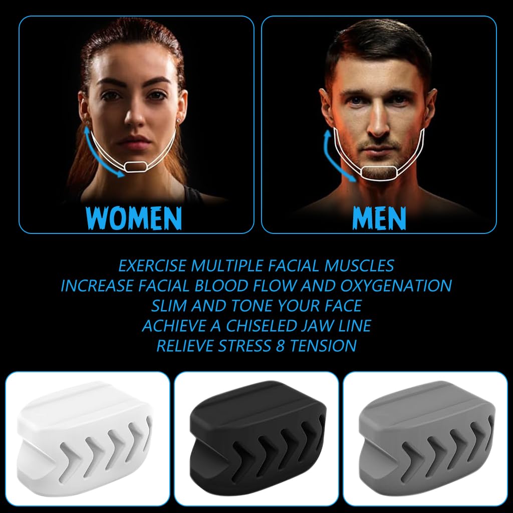 MAYCREATE® 6Pcs Jawline Exerciser for Men Women, 40/50/60lbs Resistance, Safe Silicone Jaw Line Exerciser, Enhances Facial Muscles & Sculpts Jawline, Includes Storage Case