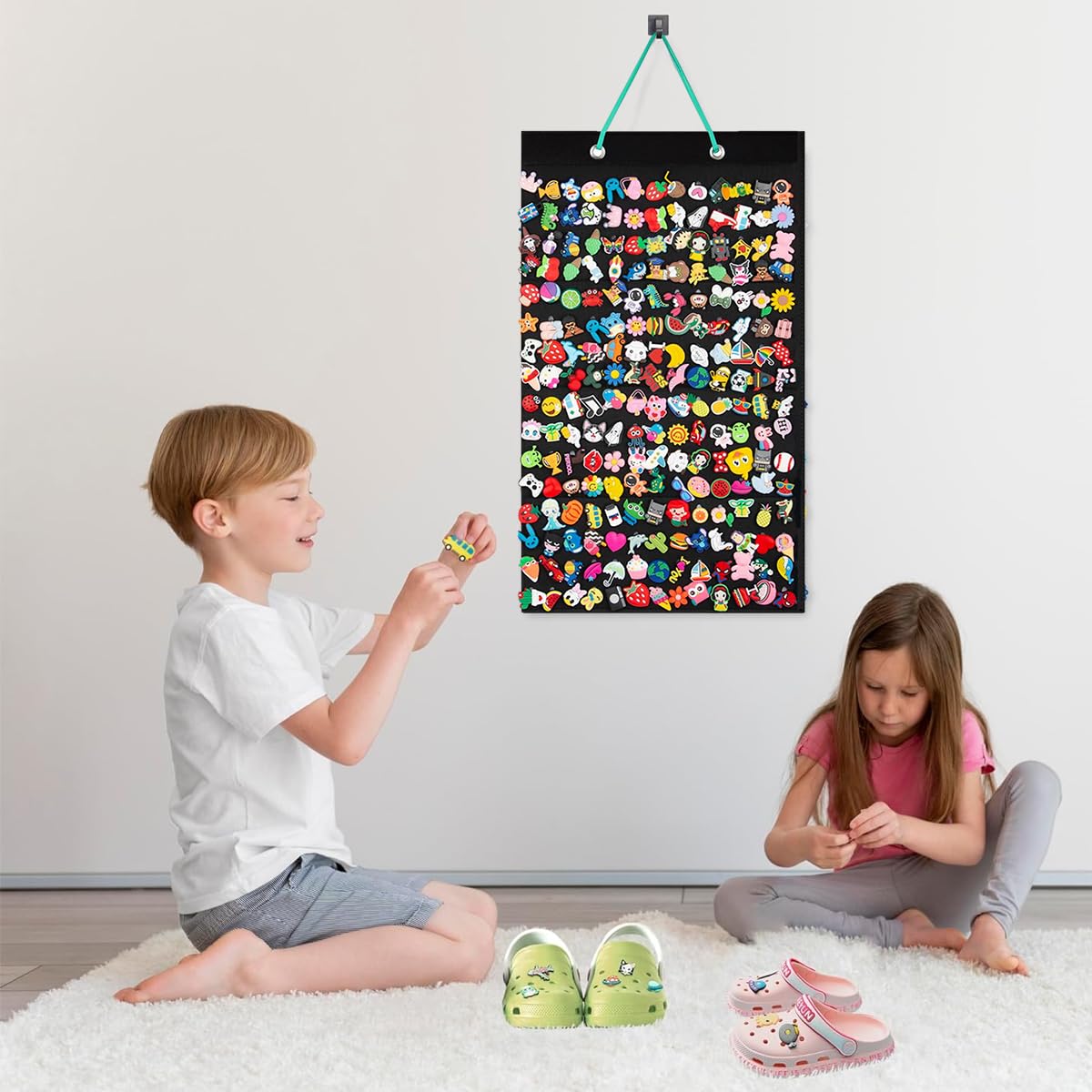 HASTHIP Shoe Charms Organizer for Wall Display with 180 Slots and Felt Board | Easy Hanging