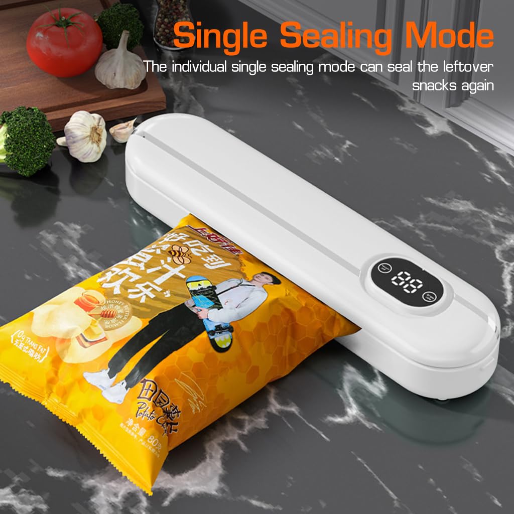 Supvox Vacuum Sealer Machine for Food with 10 Bags featuring 28 cm Sealing Width & Dry and Moist Modes | Full Automatic Kitchen Food Preserver