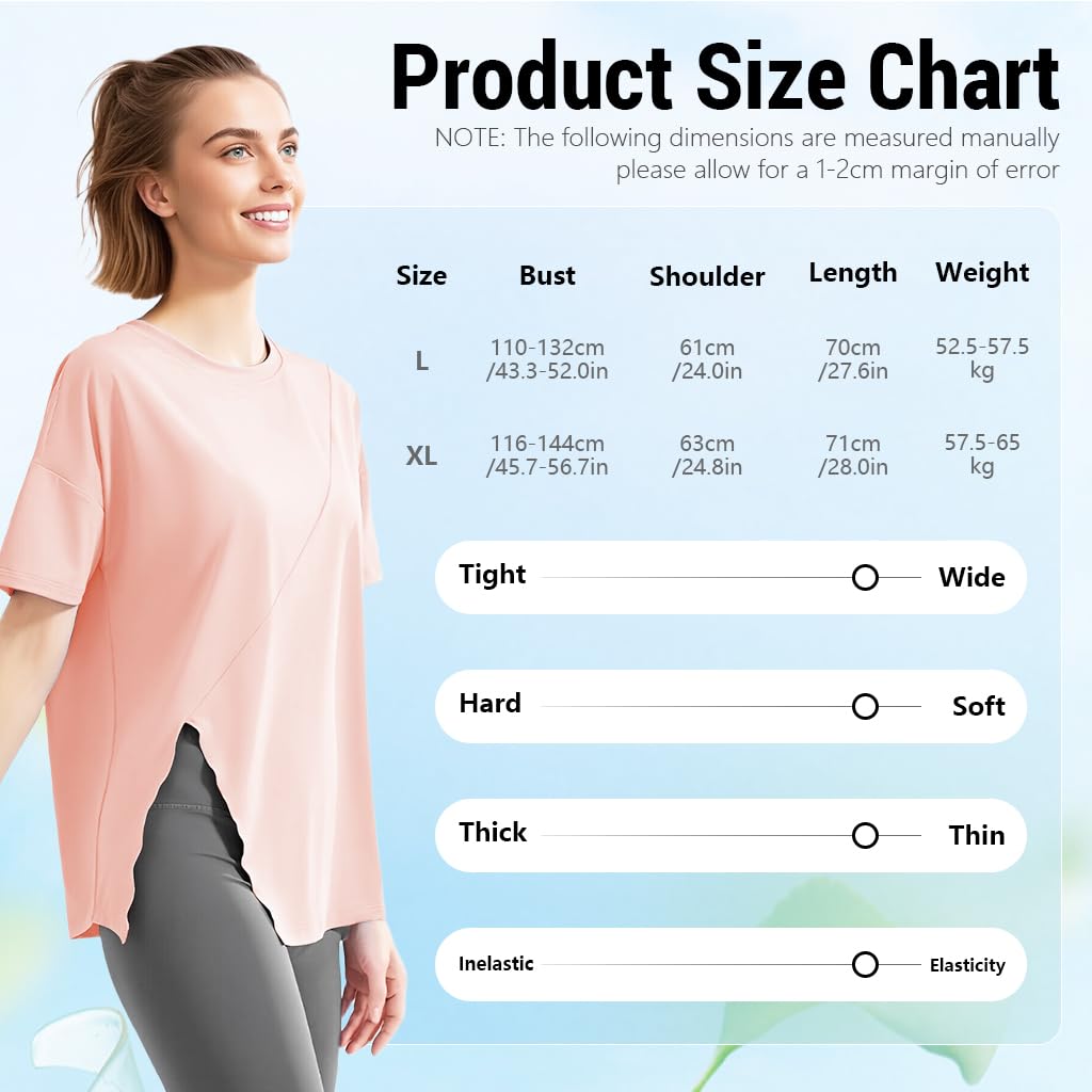 Zibuyu Womens Workout Shirt for Yoga and Gym with Side Slits | Breathable Polyester Spandex Tee