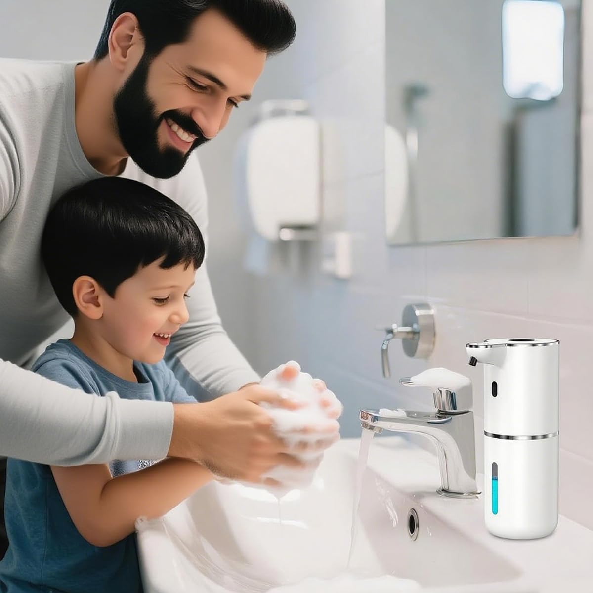 Supvox Automatic Soap Dispenser for Kitchen and Bathroom with 380ml Capacity | USB Rechargeable Sensor Design