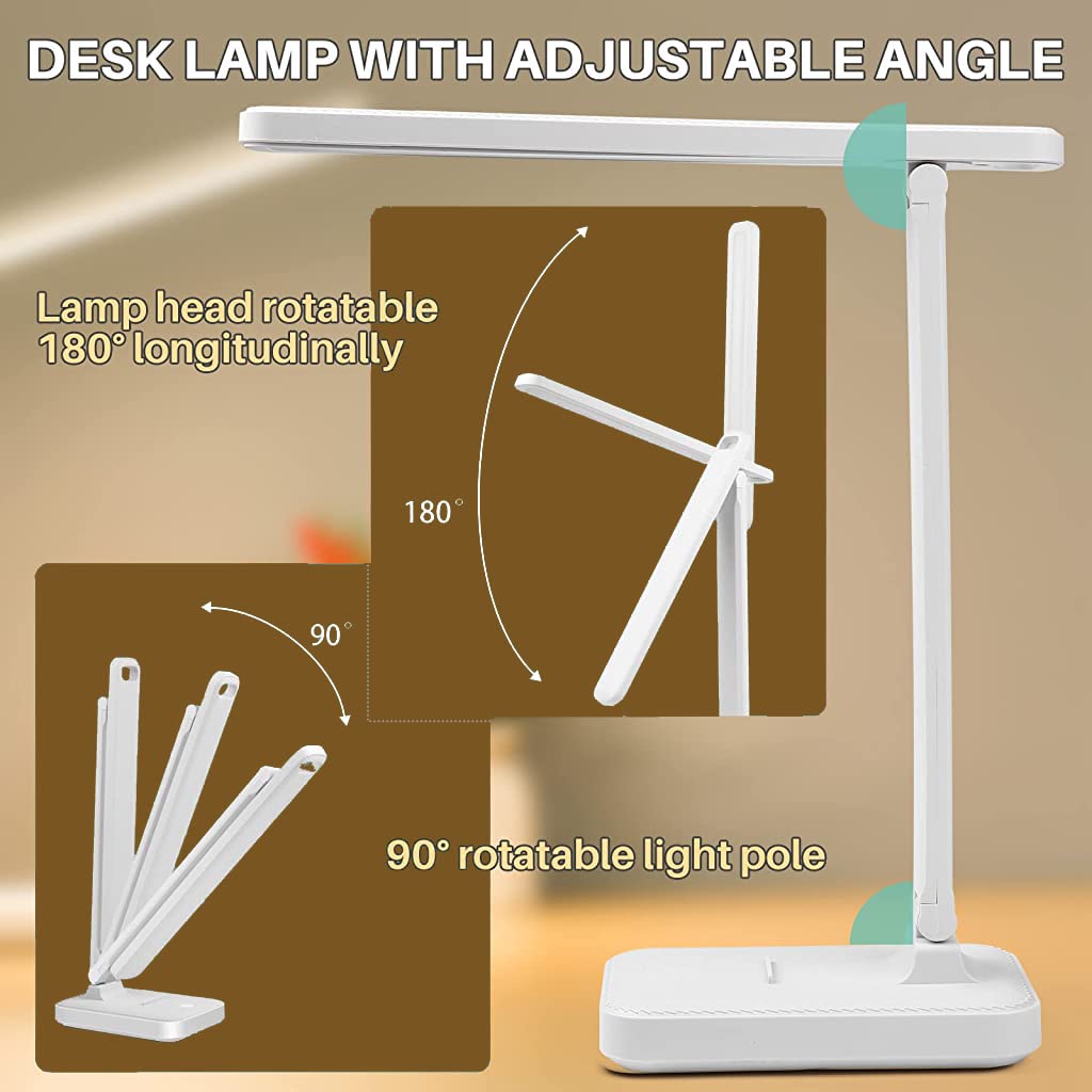 ELEPHANTBOAT LED Table Lamp for Study and Reading with 16pcs Beads 3 Color Touch Control | USB Eye-Friendly Desk Light