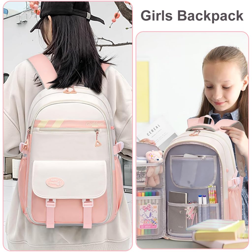 PALAY Girls School Backpack for Students with 32x22x46cm Storage Layer and Padded Straps | Waterproof Nylon Bag