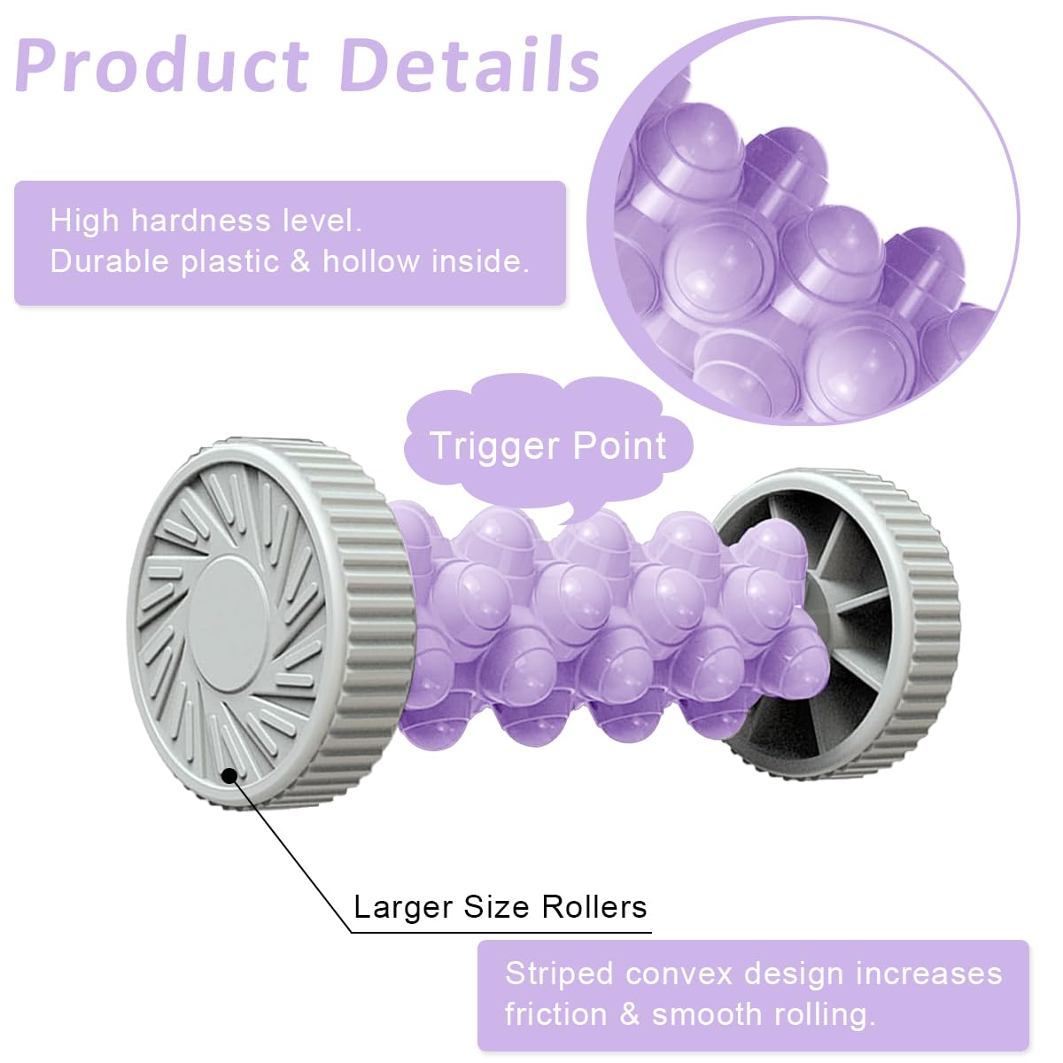 HANNEA Foot Massage Roller for Plantar Fasciitis Relief featuring Acupressure Wheels 18x8cm