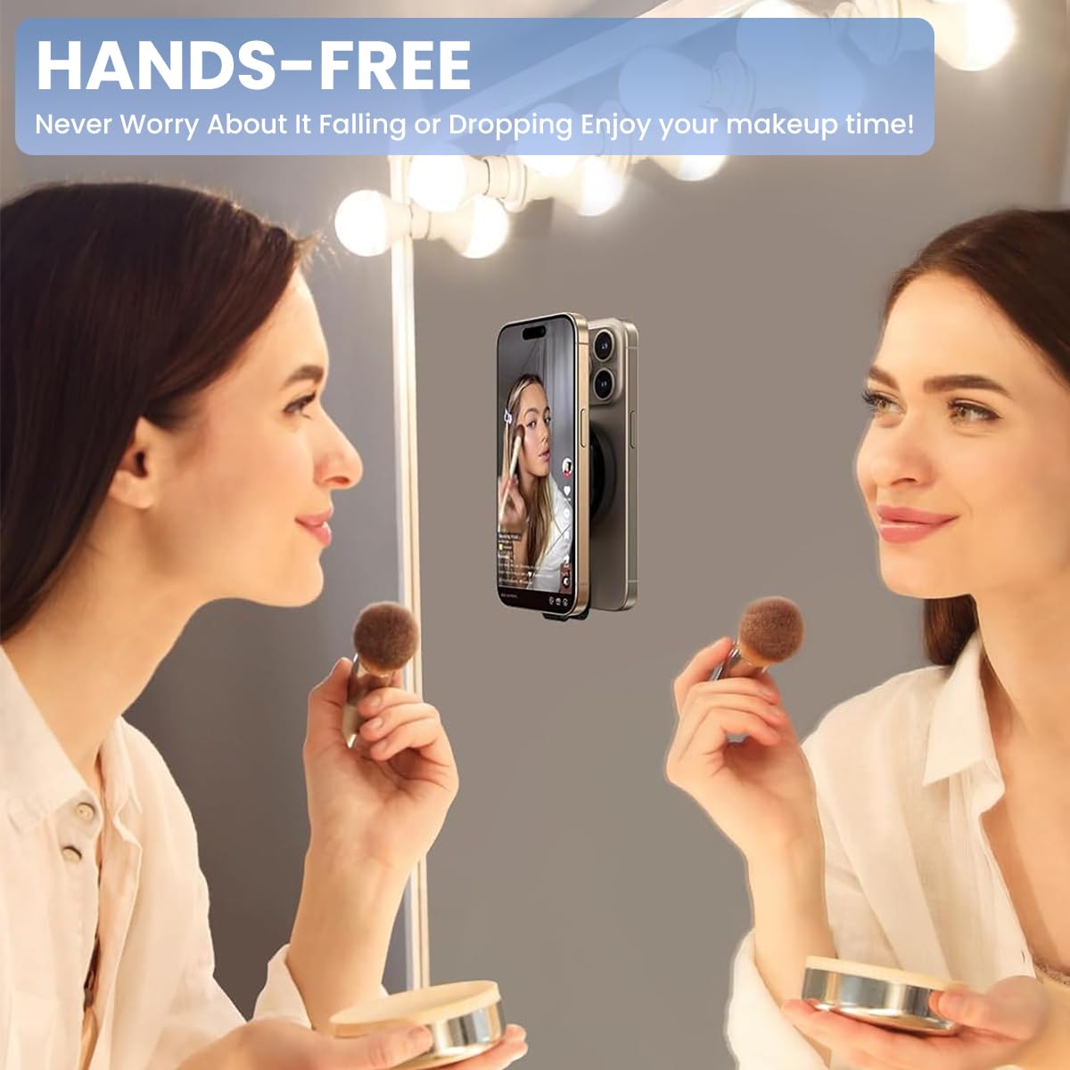 ZORBES Magnetic Suction Cup Phone Mount for Shower and Mirror Use with 14 Cups | Silicone Grip Stand for iPhone and Galaxy